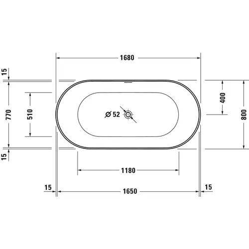 Badundu Badewanne freistehend oval 1680 × 800 mm, Mittelablauf Badundu Badewanne freistehend oval 1680 × 800 mm, Mittelablauf