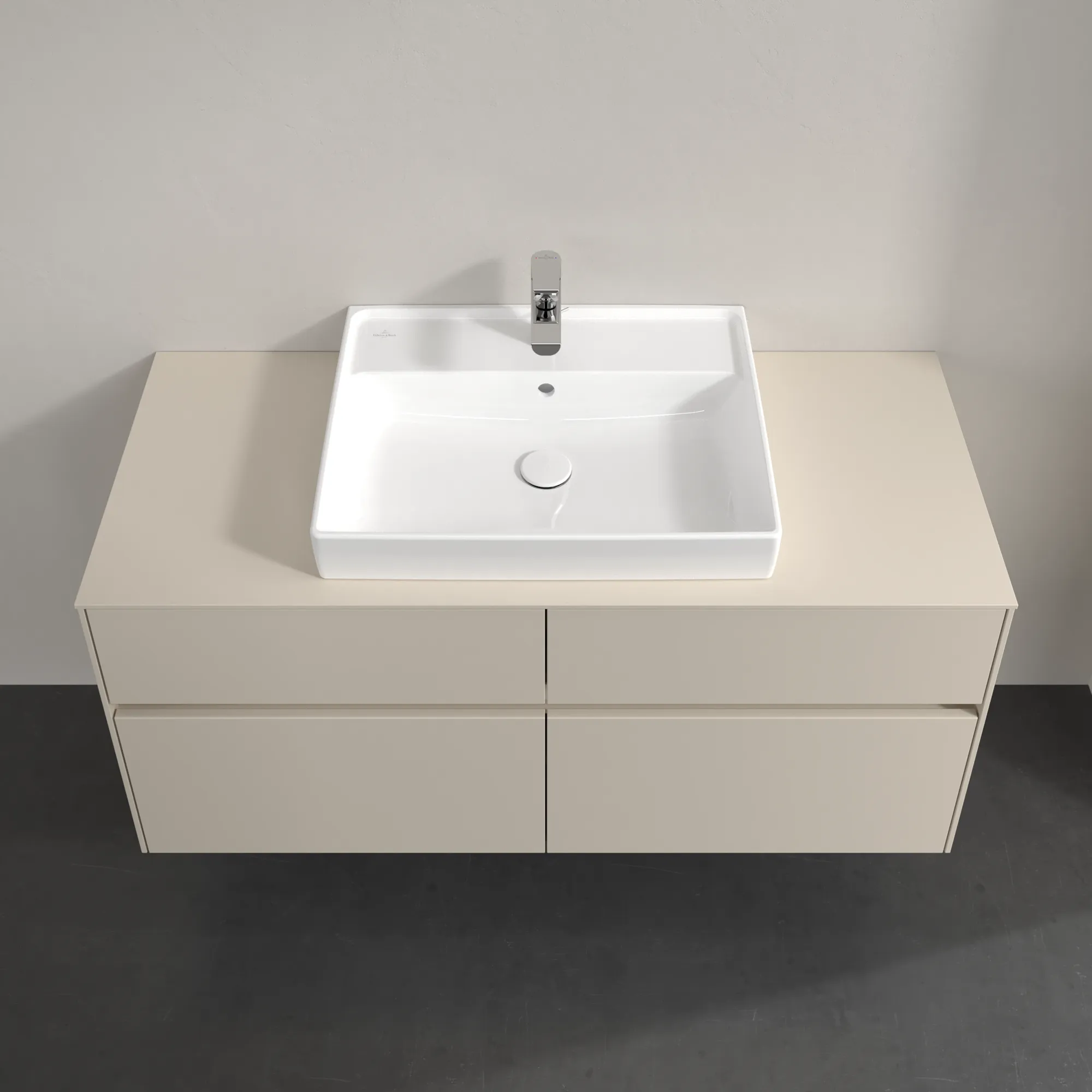 Villeroy & Boch Waschtischunterschrank „Collaro“ 1200 × 548 × 500 mm Cashmere Grey, ohne Beleuchtung, für Becken mittig