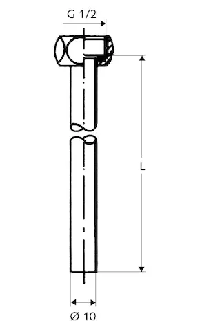 Kupferrohr-Garnitur PETIT Ø 10 mm, Einerseits mit Bördel und G 1/2 Überwurfmutter inkl. Dichtring, andererseits glatt, 300 mm, chrom