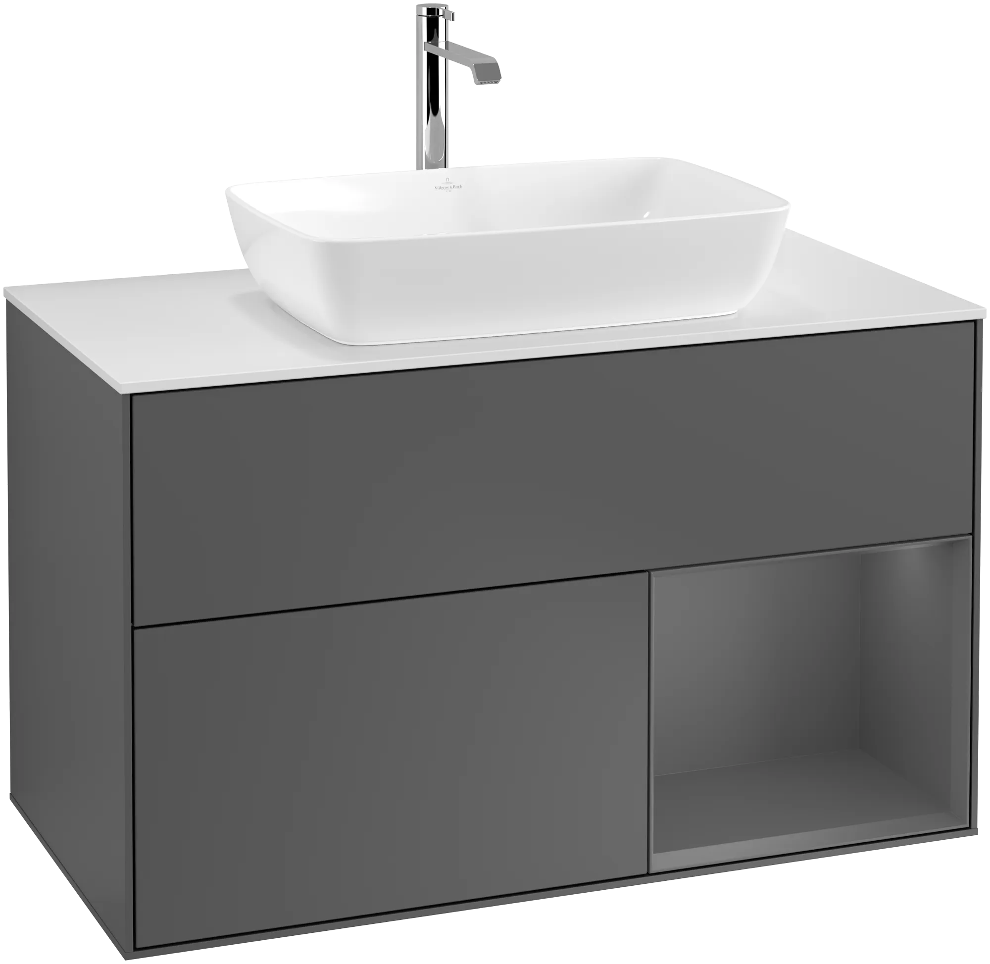 Villeroy & Boch Finion Waschbeckenunterschrank G78 1000x603x501mm Anthrazit Matt/Glas Weiss Matt