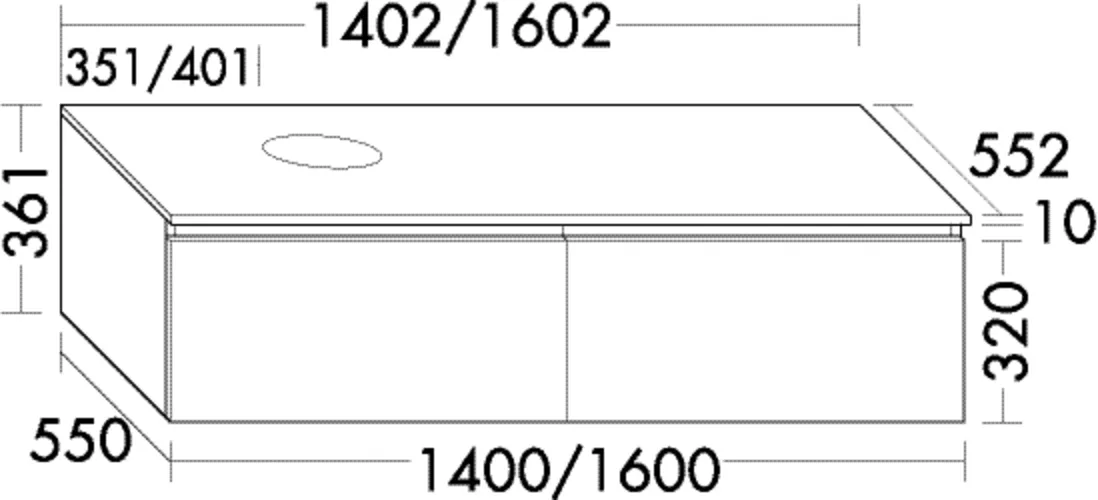 burgbad Waschtischunterschrank „Lin20“ 1442 × 401 × 592 mm in Lichtgrau Solid Matt