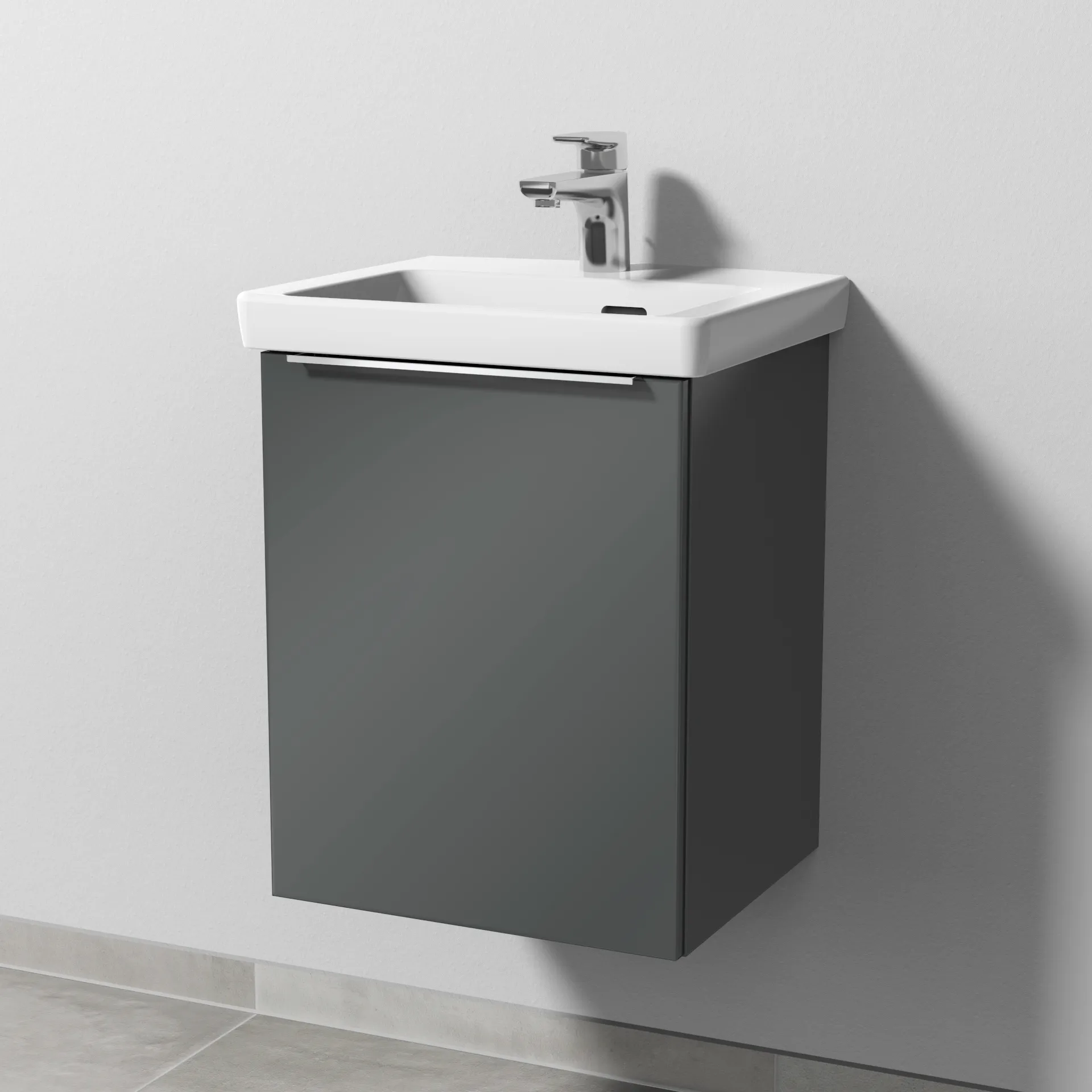 Sanipa Waschtischunterschrank „3way“ 407 × 517 × 361 mm in Anthrazit (glanz), Anschlag links