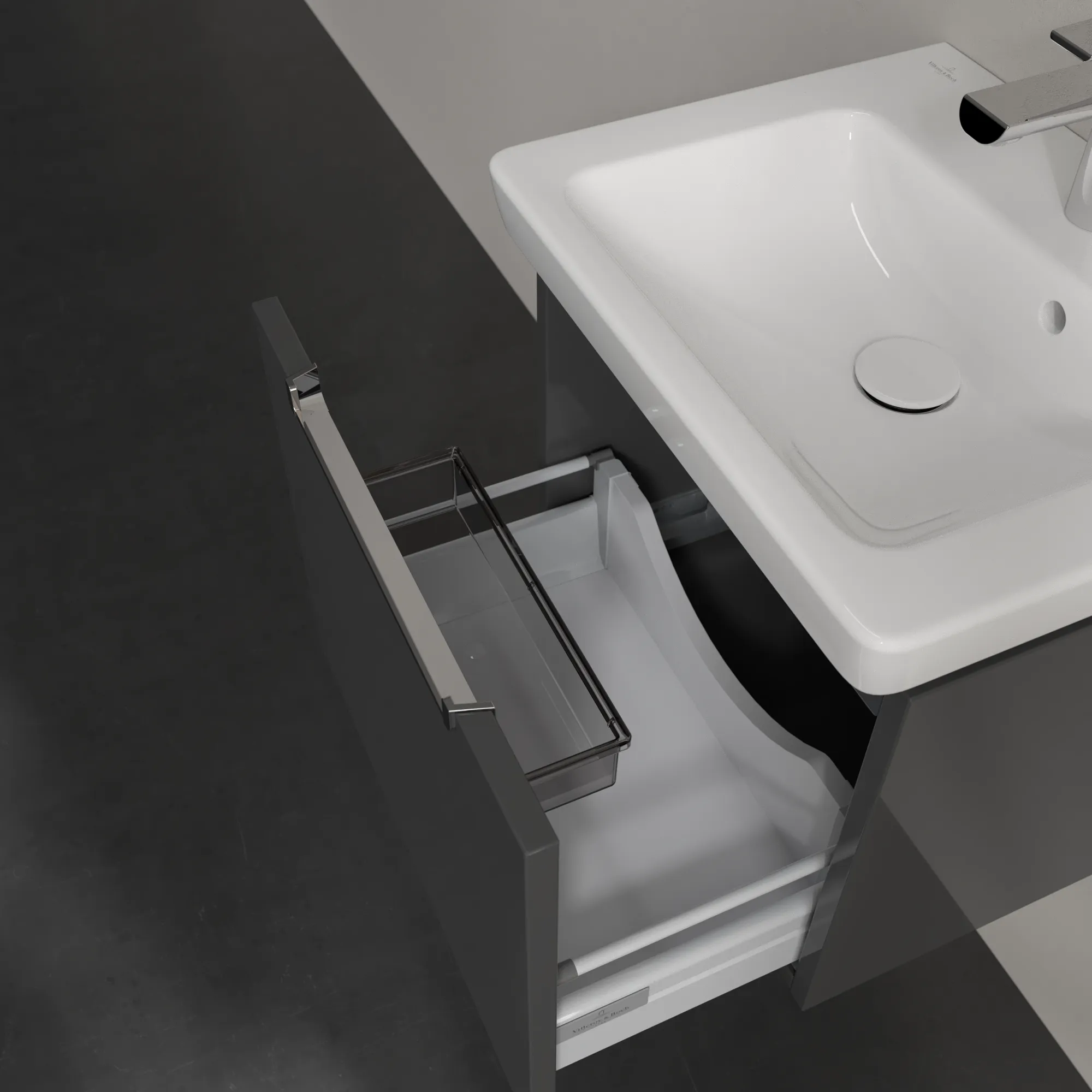 Villeroy & Boch Subway 2.0 Waschbeckenunterschrank A68510 Glossy Grey
