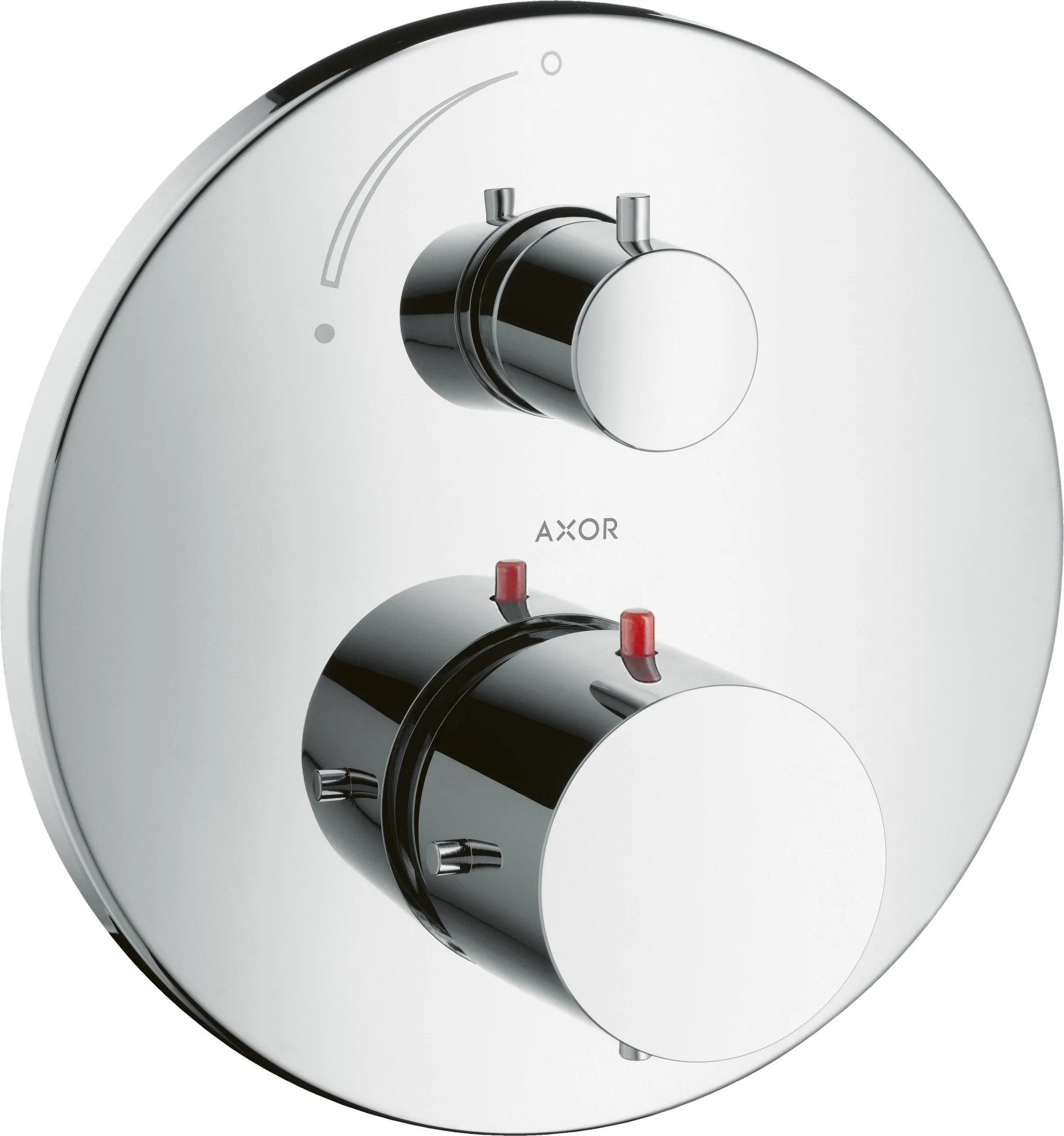 Hansgrohe AXOR Starck Thermostatmischer Unterputz, Chrom, 1 Verbraucher, Keramikventil 90°, max. Durchfluss 25 l/min bei 3 bar, min./max. Betriebsdruck 1/10 bar, Sicherheitssperre ab 40°C, einstellbare Temperaturbegrenzung, Rückflussverhinderer, Schalldä