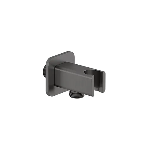 Kludi A-QA Wandanschlussbogen mit Brausehalter, Brushed Gunmetal PVD, softedge, DN 15, Ausladung 48 mm Kludi A-QA Wandanschlussbogen mit Brausehalter, Brushed Gunmetal PVD, softedge, DN 15, Ausladung 48 mm