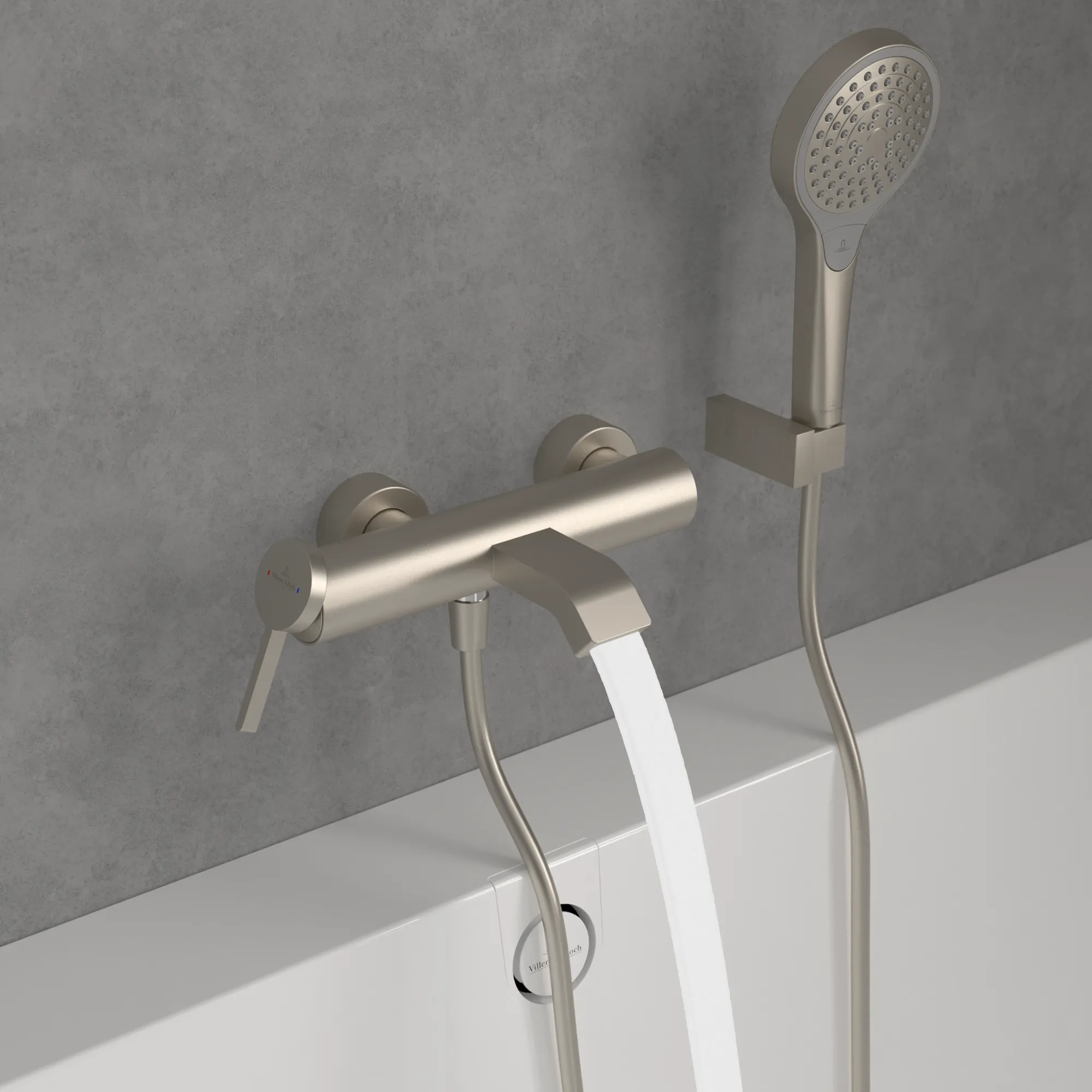 Villeroy & Boch Einhebel-Badewannenarmatur Dawn, Brushed Nickel Matt, 173 x 274 x 111 mm, Wandmontage Villeroy & Boch Einhebel-Badewannenarmatur Dawn, Brushed Nickel Matt, 173 x 274 x 111 mm, Wandmontage