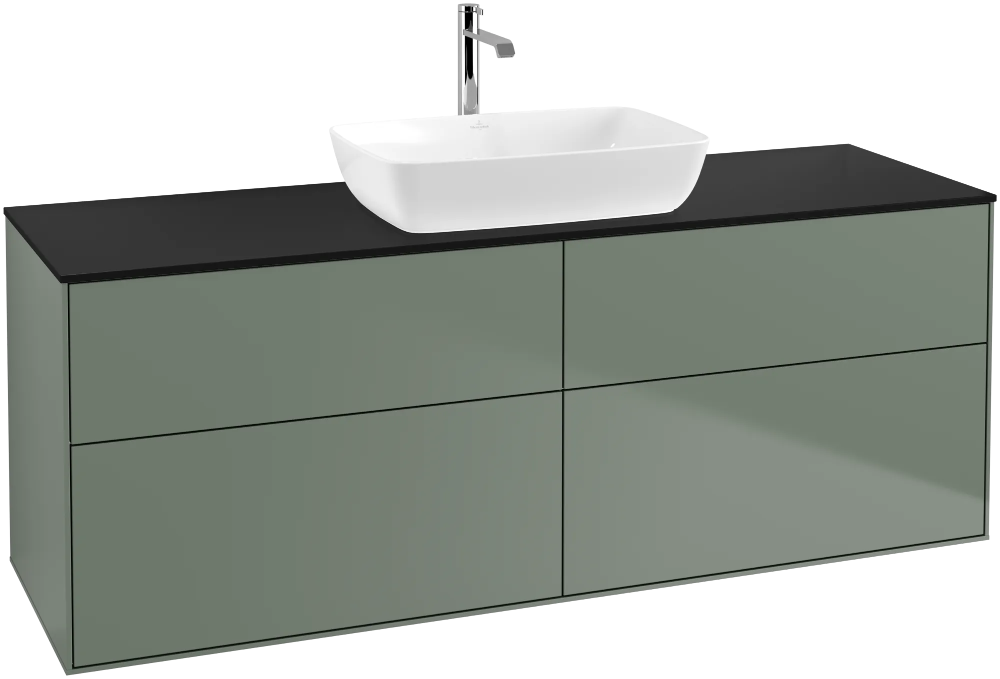 Villeroy & Boch Finion Waschbeckenunterschrank G85 1600x603x501mm Olive Matt Lacquer / Glass Black Matt