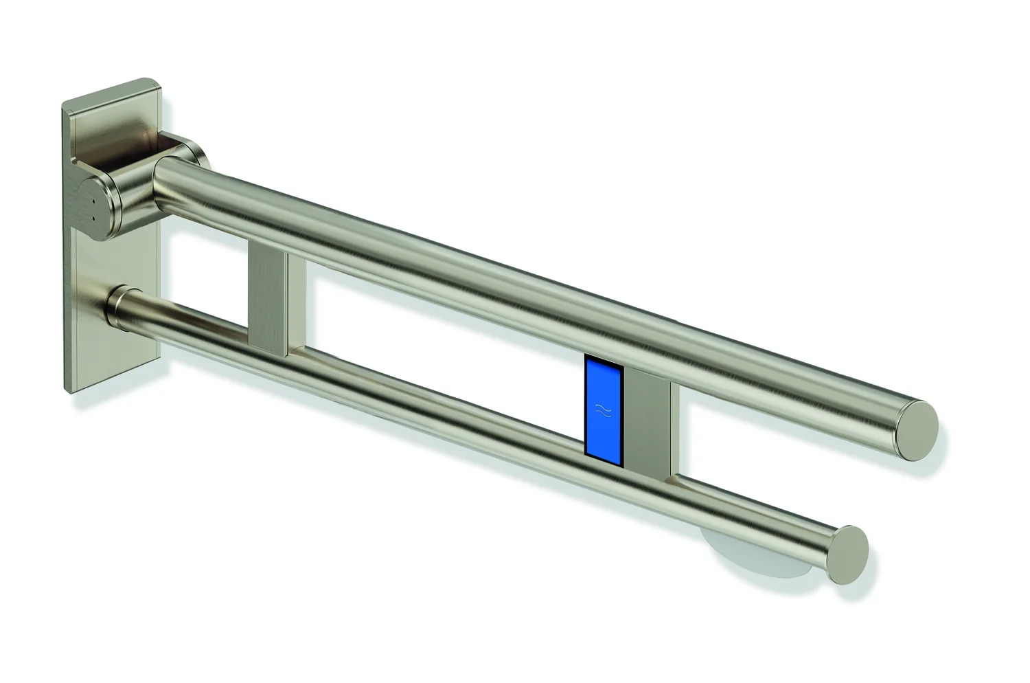 HEWI System 900 Stützklappgriff Duo, Design A, Edelstahl, PVD nickel gebü., Ausladung 850 mm HEWI System 900 Stützklappgriff Duo, Design A, Edelstahl, PVD nickel gebü., Ausladung 850 mm