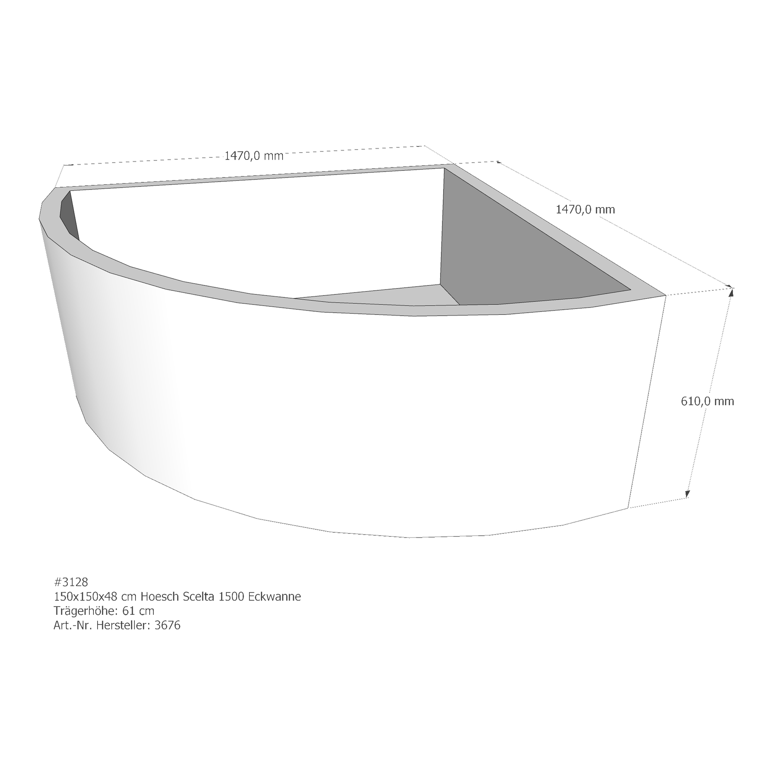 Badewannenträger für Hoesch Scelta 1500 150 × 150 × 48 cm Badewannenträger für Hoesch Scelta 1500 150 × 150 × 48 cm