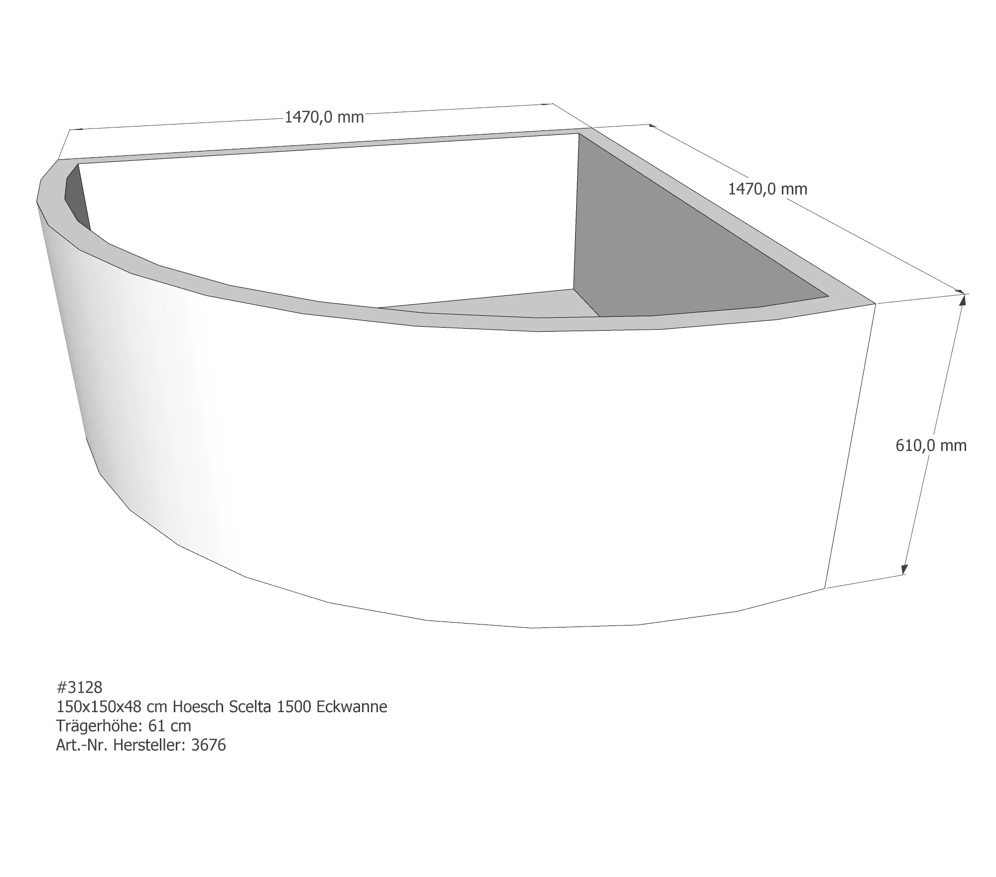 Badewannenträger für Hoesch Scelta 1500 150 × 150 × 48 cm Badewannenträger für Hoesch Scelta 1500 150 × 150 × 48 cm