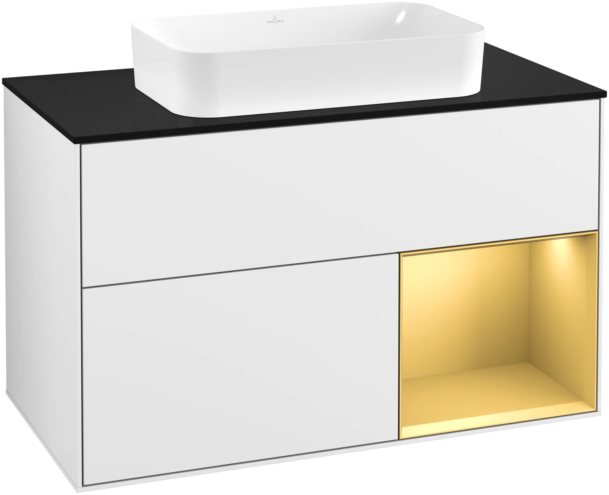 Villeroy & Boch Waschtischunterschrank „Finion“ für Schrankwaschtisch 1000 × 603 × 501 mm Glossy White Lacquer, mit Hahnlochbohrung, für Becken mittig