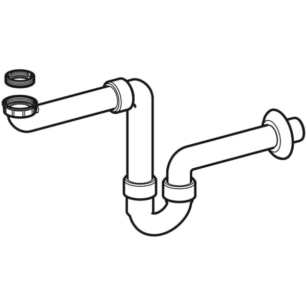 Geberit Rohrbogengeruchsverschluss für Waschbecken, Raumsparmodell, Abgang horizontal: d=40mm, G=1 1/2 x 1 1/4", weiß-alpin