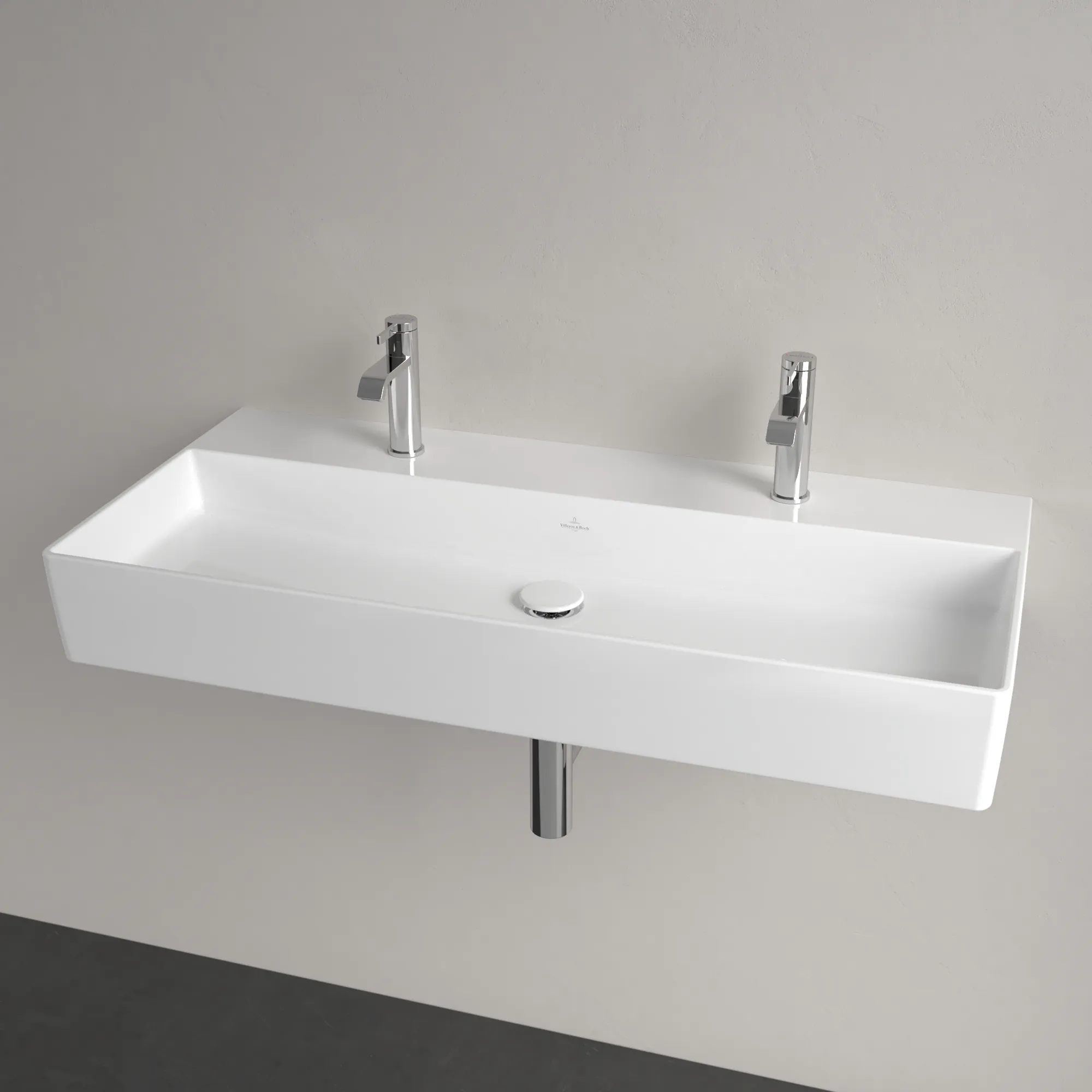 Villeroy & Boch Wandwaschtisch aus TitanCeram geschliffen „Memento 2.0“ 1000 × 470 × 135 mm, Hahnlochposition links und rechts, mit Hahnlochbohrung in Weiß Alpin Villeroy & Boch Wandwaschtisch aus TitanCeram geschliffen „Memento 2.0“ 1000 × 470 × 135 mm, Hahnlochposition links und rechts, mit Hahnlochbohrung in Weiß Alpin