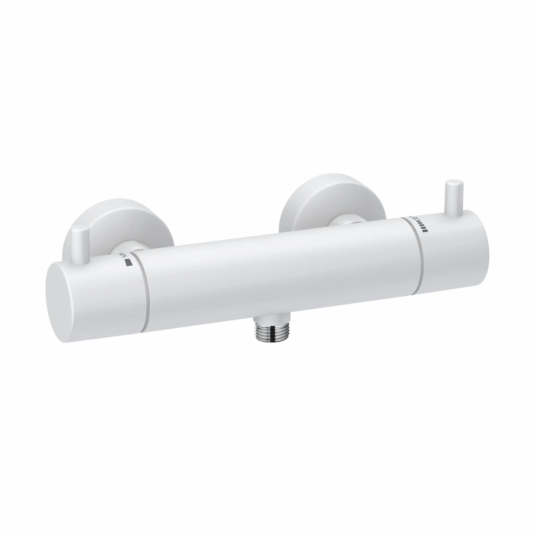 Kludi BOZZ Thermostat-Brause-Armatur mattweiß, DN 15, Wandmontage, Temperaturbegrenzer auf 43°C, eigensicher gegen Rückfließen, Brauseabgang G1/2, Durchflussmenge 18 l/min bei 3 bar, S-Anschlüsse G1/2 x G3/4