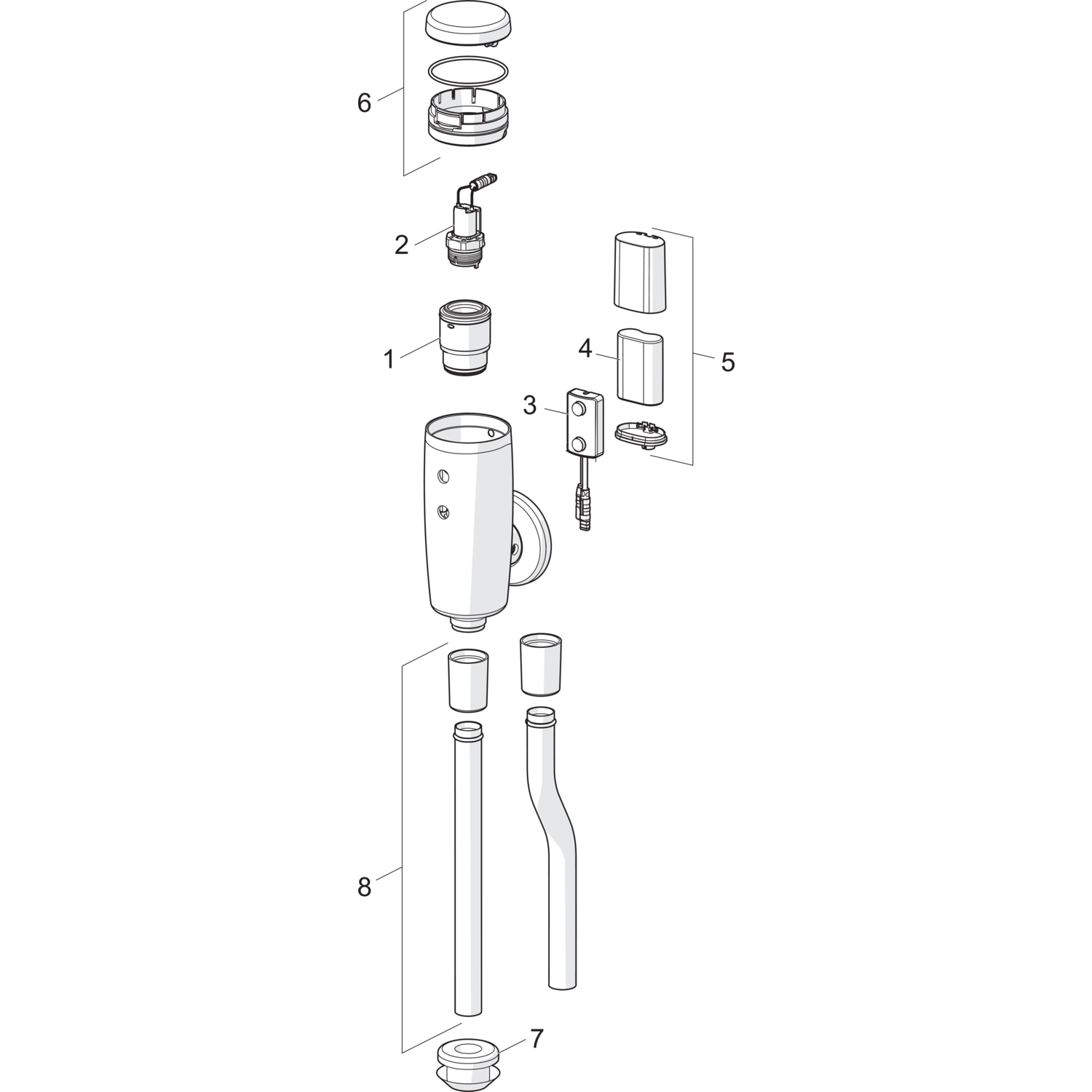 Urinalsteuerung ELECTRA 0944 6V Bluetooth Ausladung 81mm gerade DN15 Chrom Urinalsteuerung ELECTRA 0944 6V Bluetooth Ausladung 81mm gerade DN15 Chrom