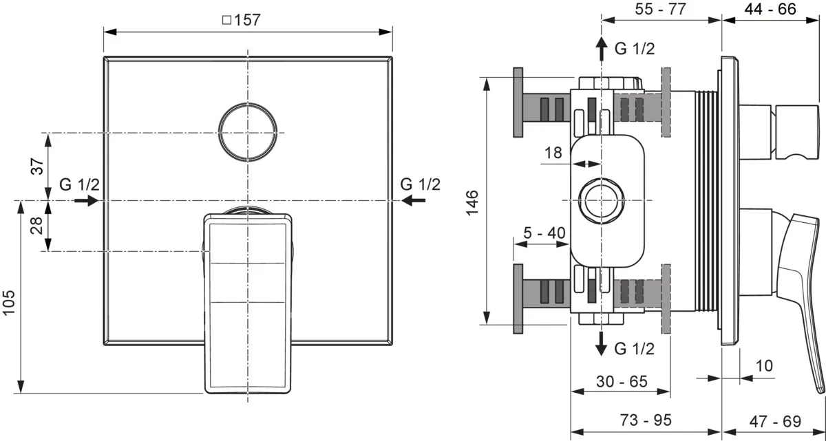 Ideal Standard Badearmatur Unterputz Conca Chrom