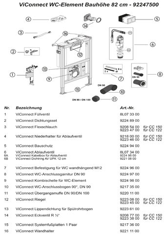 WC-Vorwandelement ViConnect Installationssysteme 922475, 585 x 820 x 155 mm, für Trockenbau