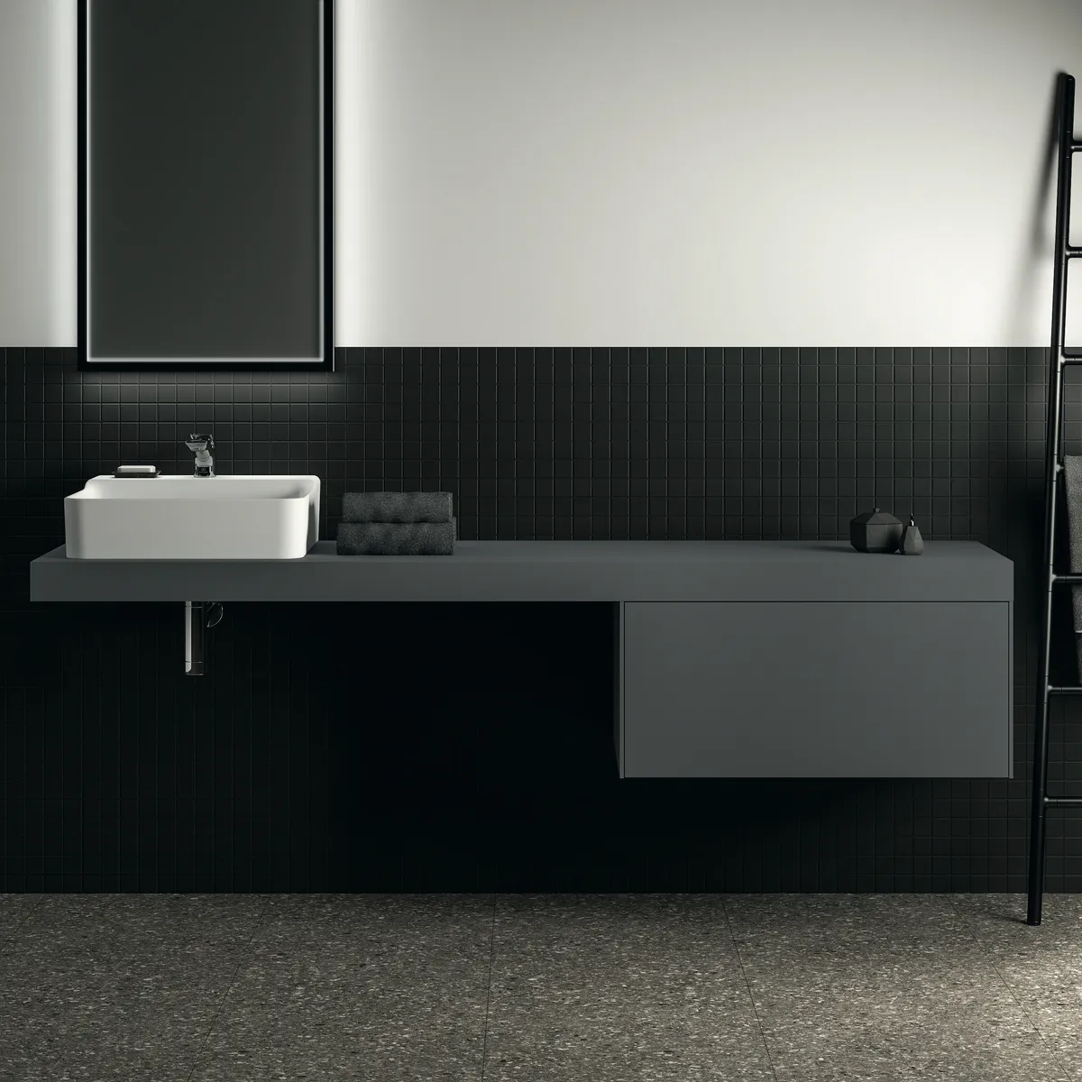 Ideal Standard Waschtischunterschrank „Conca“ 80 × 36 × 50,5 cm Anthrazit matt lackiert Ideal Standard Waschtischunterschrank „Conca“ 80 × 36 × 50,5 cm Anthrazit matt lackiert