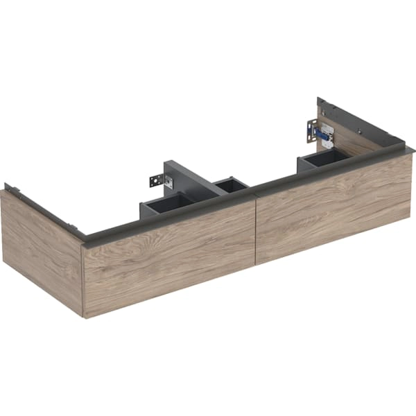Geberit iCon Unterschrank für Doppelwaschtisch, Nussbaum hickory/Melamin, lava Griff, 118,4 x 24,7 x 47,6 cm Geberit iCon Unterschrank für Doppelwaschtisch, Nussbaum hickory/Melamin, lava Griff, 118,4 x 24,7 x 47,6 cm