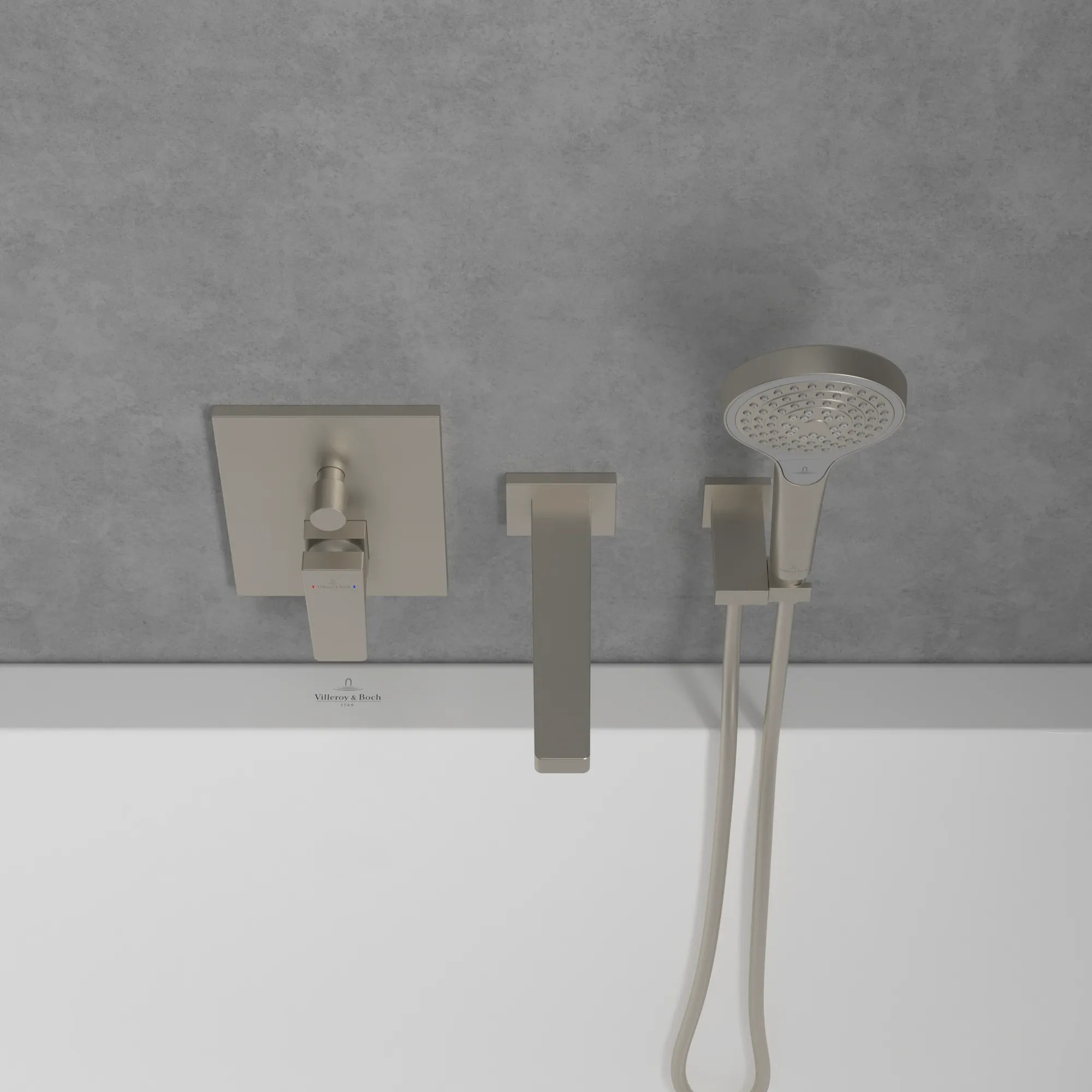 Villeroy & Boch Architectura Square Duscharmatur, Brushed Nickel Matt, 190 x 150 x 54 mm, Einhebel-Unterputz-Armatur mit Keramikkartusche Villeroy & Boch Architectura Square Duscharmatur, Brushed Nickel Matt, 190 x 150 x 54 mm, Einhebel-Unterputz-Armatur mit Keramikkartusche