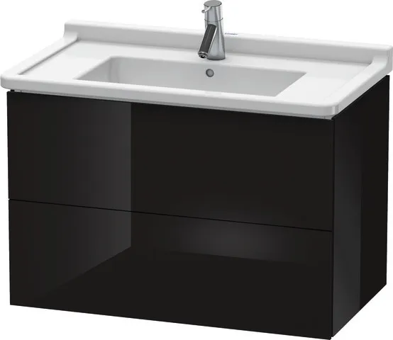 Duravit Waschtischunterschrank wandhängend „L-Cube“ 82 × 55,8 × 46,9 cm Schwarz Hochglanz