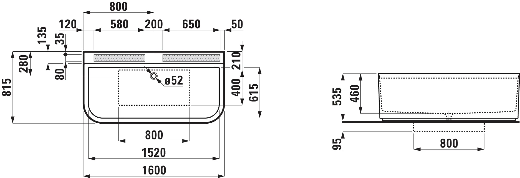 Laufen Badewanne SONAR 815x1600x535, Sentec, weiß Laufen Badewanne SONAR 815x1600x535, Sentec, weiß