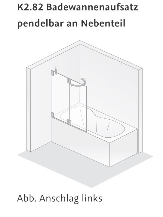 HSK Badewannenaufsatz pendelbar 2-teilig an Festteil „K2“ Glas Linea 01 (80 cm) HSK Badewannenaufsatz pendelbar 2-teilig an Festteil „K2“ Glas Linea 01 (80 cm)