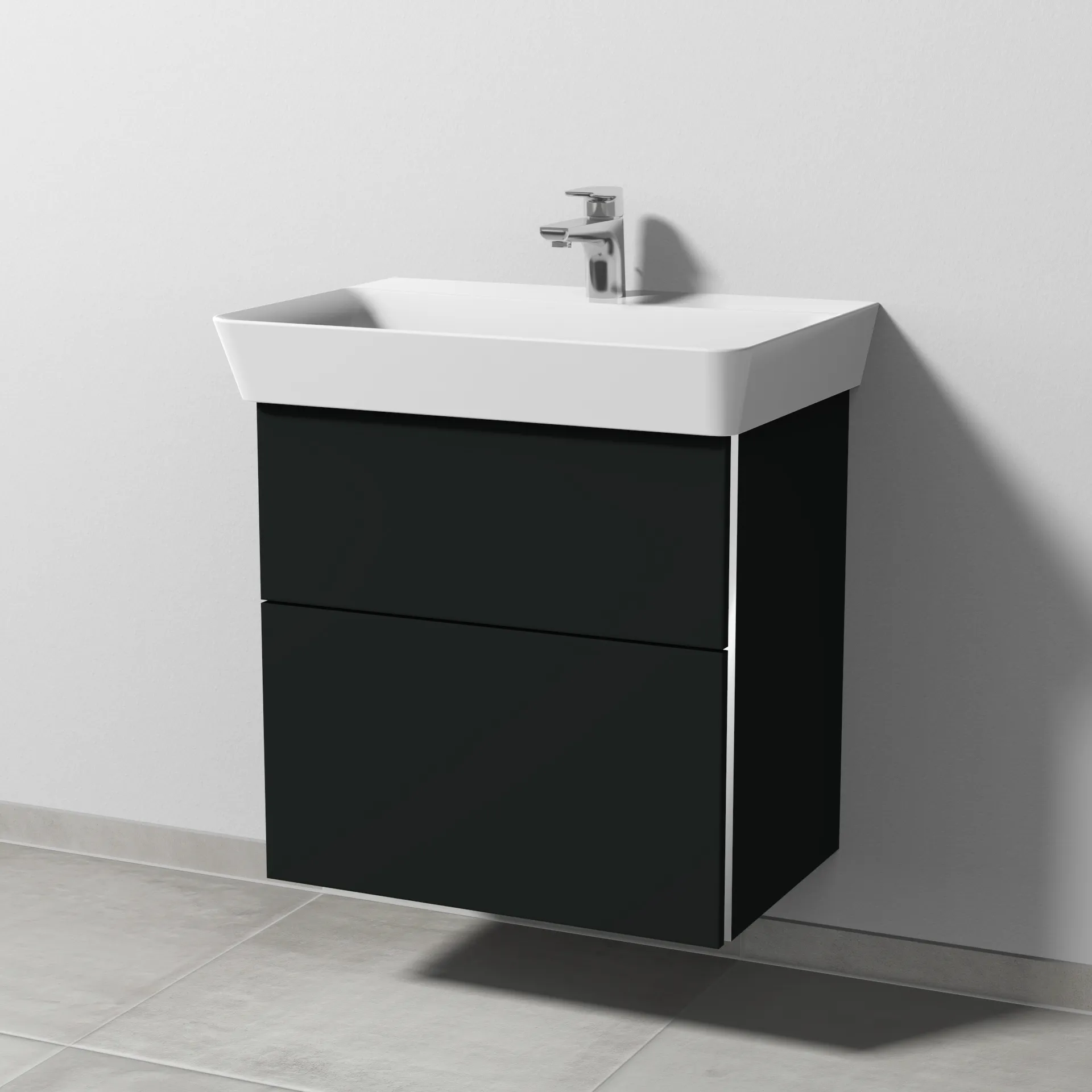 Sanipa Waschtischunterschrank „3way“ passend zu Keramik-Waschtische Connect Air Cube von Ideal Standard 580 × 582 × 402 mm in Vulkan (matt)