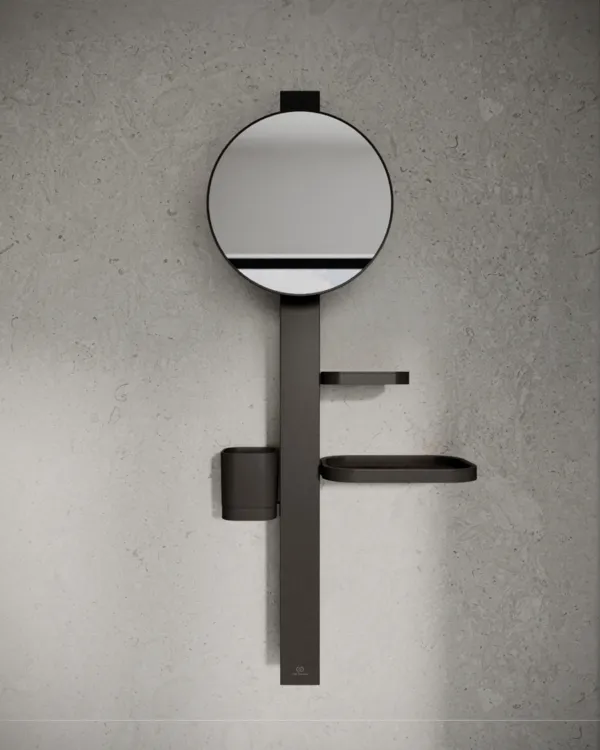 Ideal Standard Beauty Bar Accessoires-Kombination Alu+ S700 mit Spiegel Durchmesser 200mm Silk Black