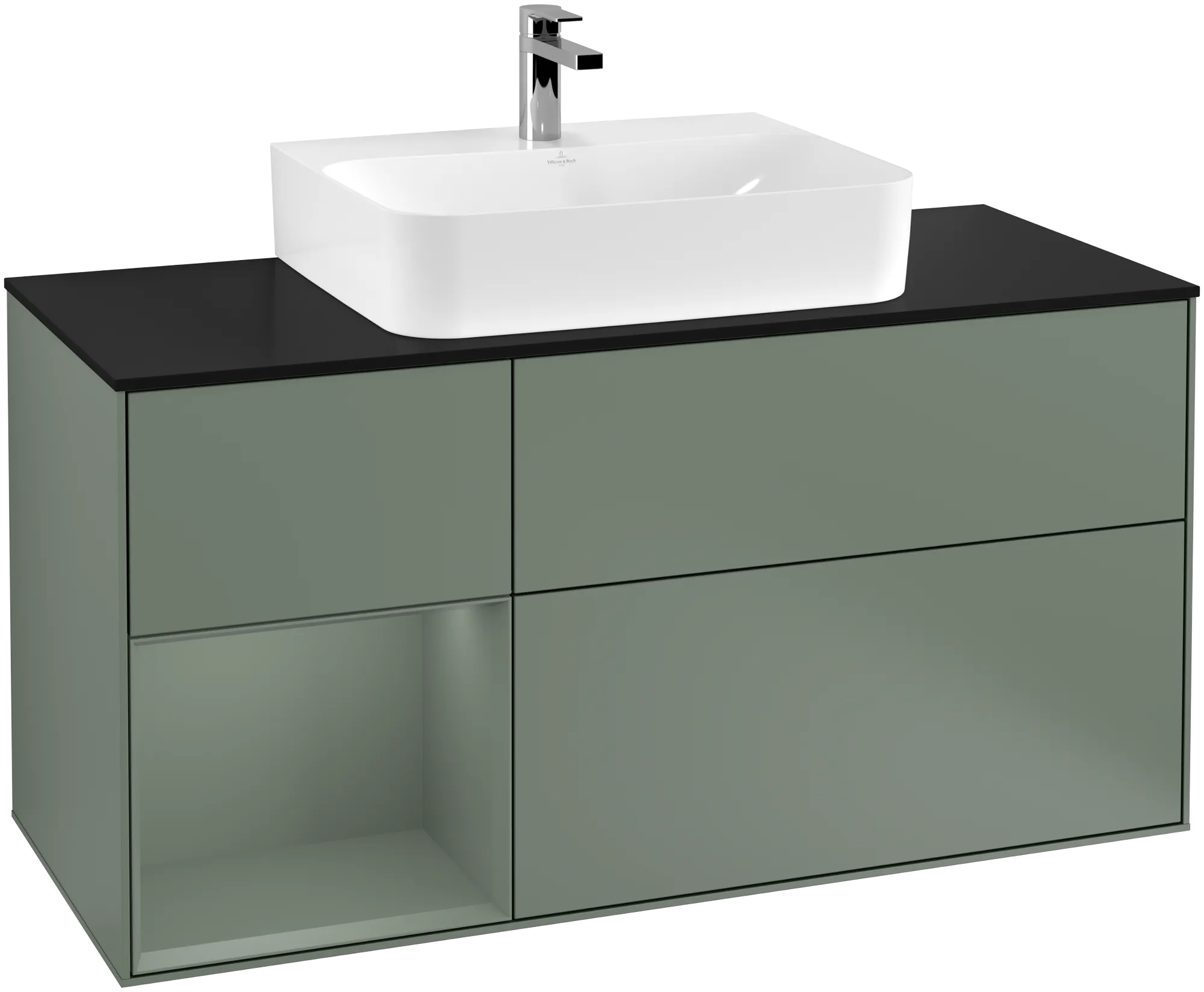 Villeroy & Boch Finion Waschbeckenunterschrank F16 1200x603x501mm Olive Matt Glass Black Matt