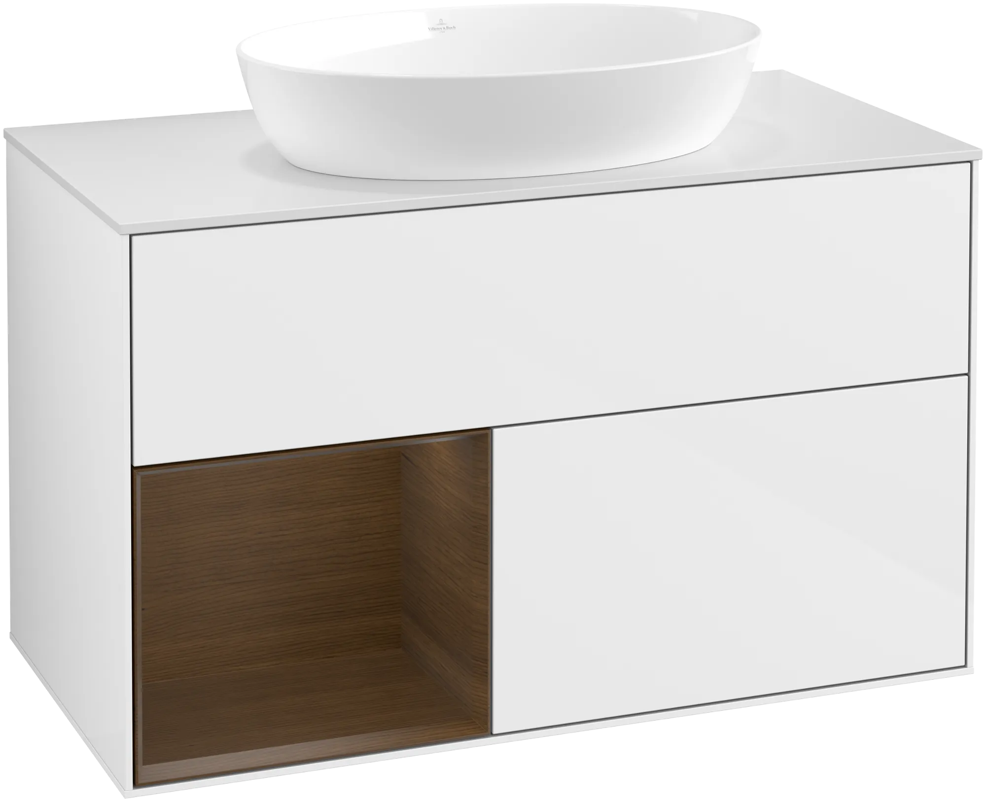 Villeroy & Boch Waschtischunterschrank „Finion“ für Schrankwaschtisch 1000 × 603 × 501 mm Glossy White Lacquer, ohne Hahnlochbohrung, für Becken mittig
