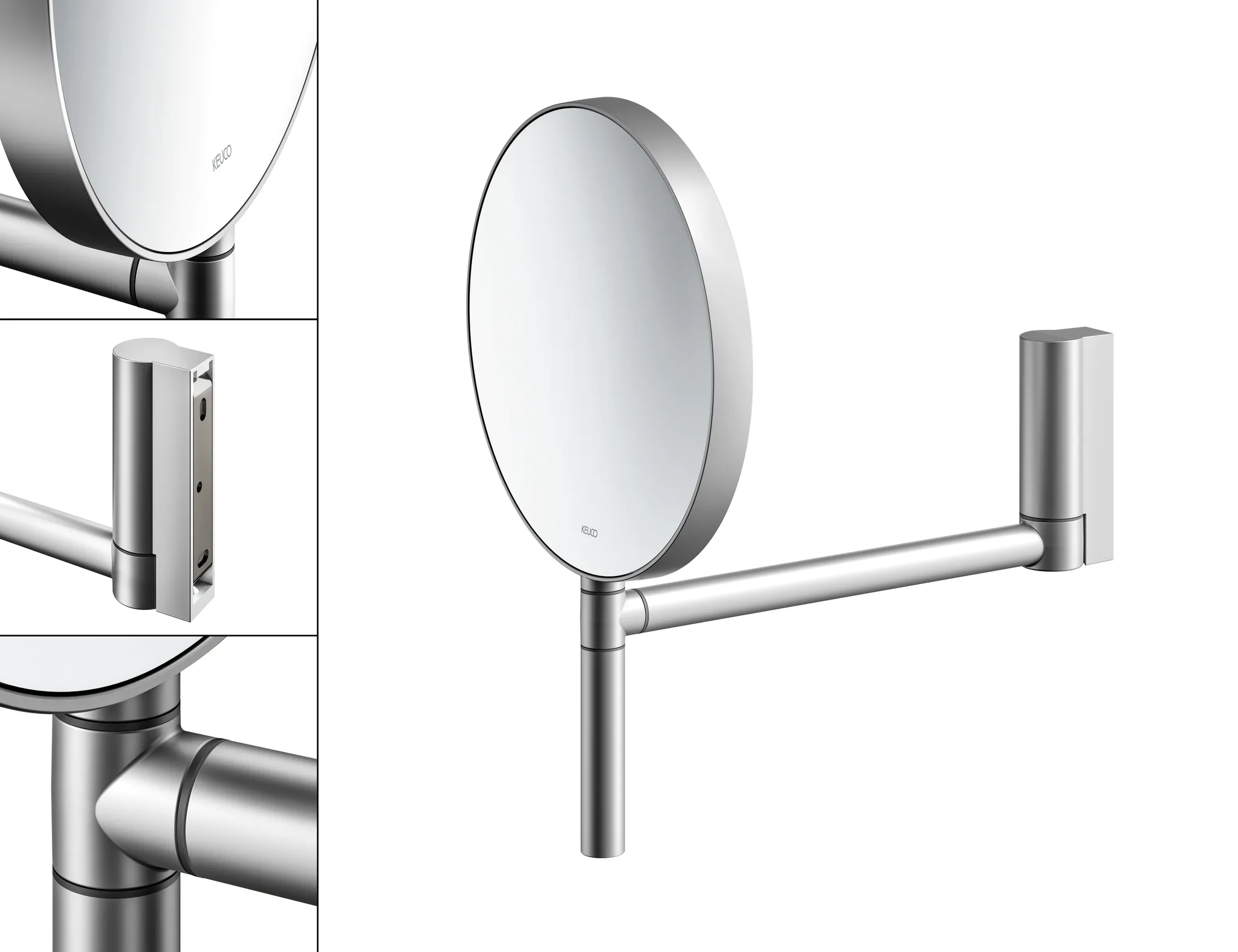 KEUCO Kosmetikspiegel „Plan“ Rund, ohne Beleuchtung in Aluminium-finish, ⌀ 193 mm