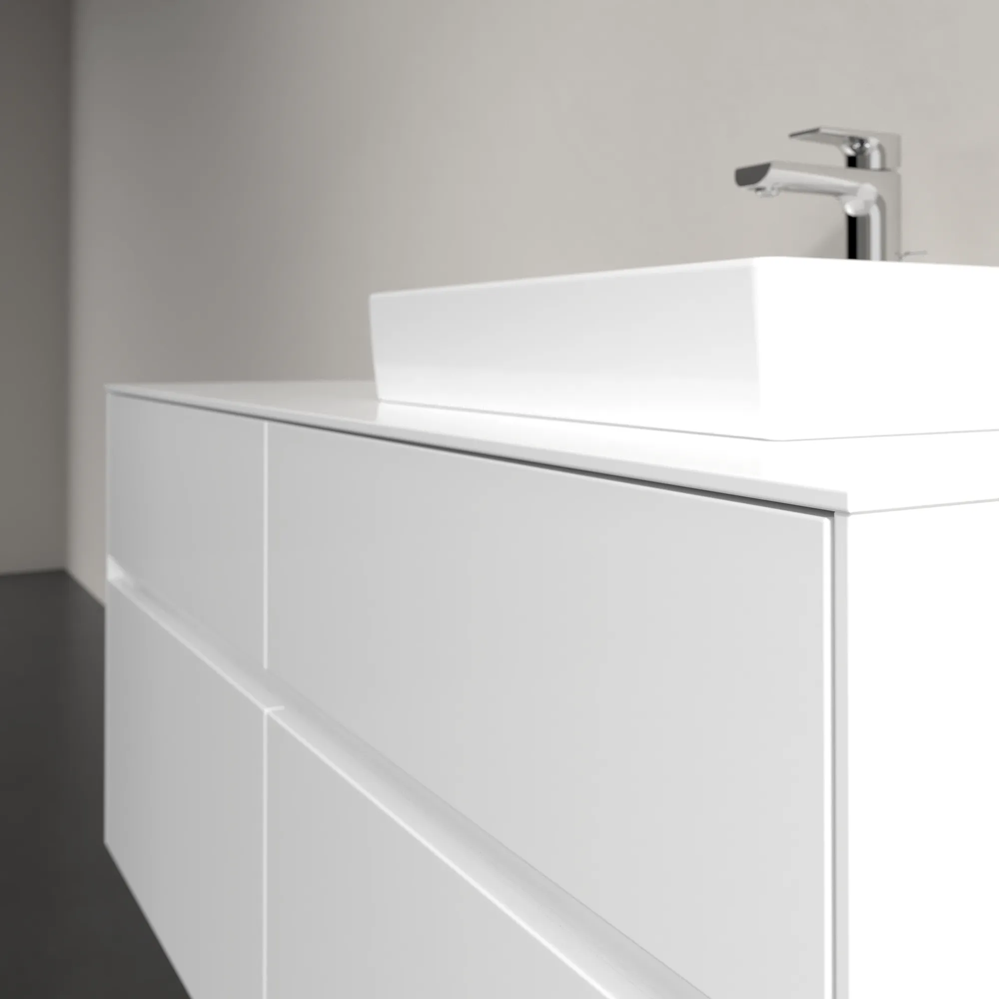 Villeroy & Boch Waschtischunterschrank „Collaro“ 1200 × 548 × 500 mm Glossy White, ohne Beleuchtung, für Becken rechts