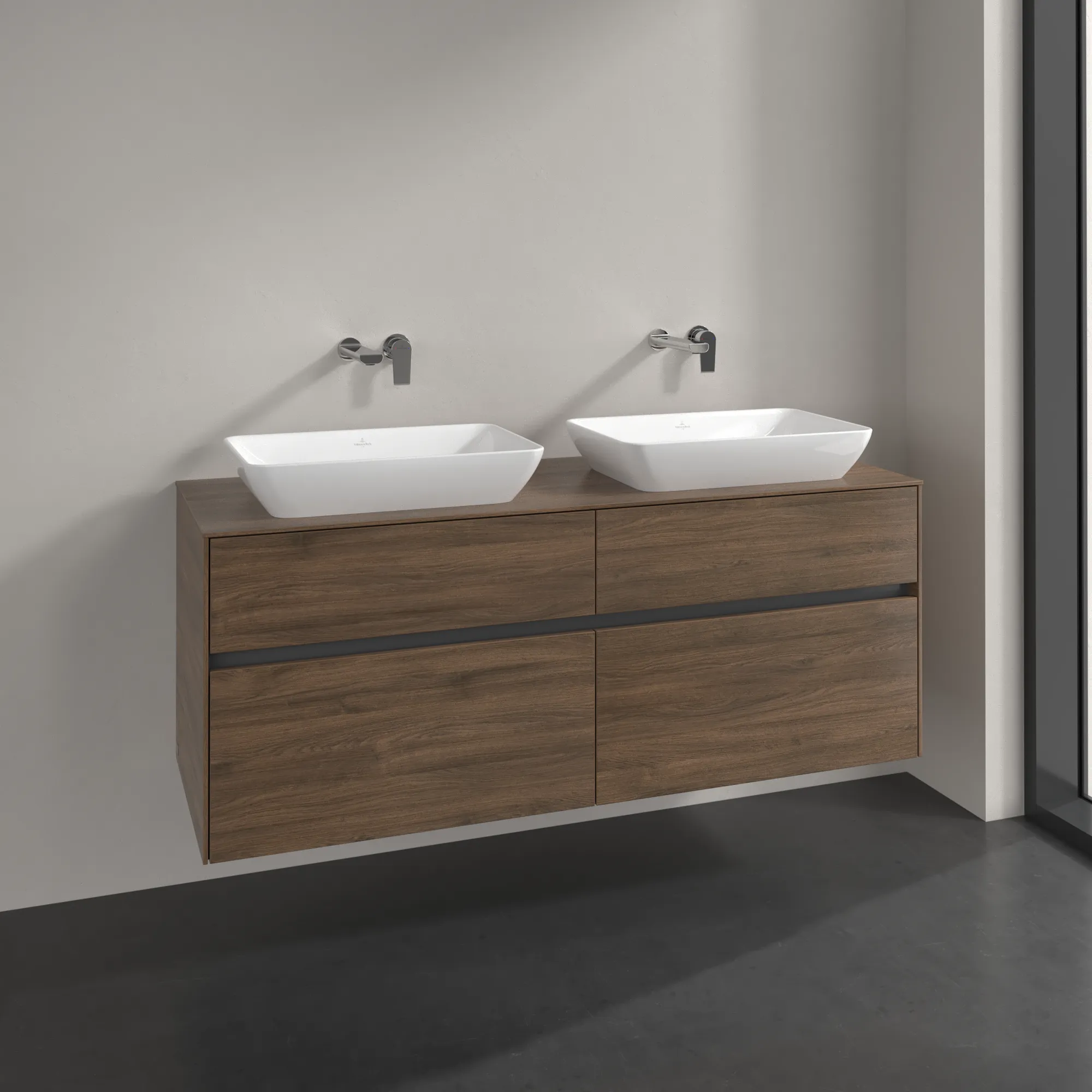 Villeroy & Boch Waschbeckenunterschrank Collaro Arizona Oak, 1400 x 500 mm, Höhe 548 mm, 4 Auszüge mit SoftClosing, für 2 Waschbecken Villeroy & Boch Waschbeckenunterschrank Collaro Arizona Oak, 1400 x 500 mm, Höhe 548 mm, 4 Auszüge mit SoftClosing, für 2 Waschbecken
