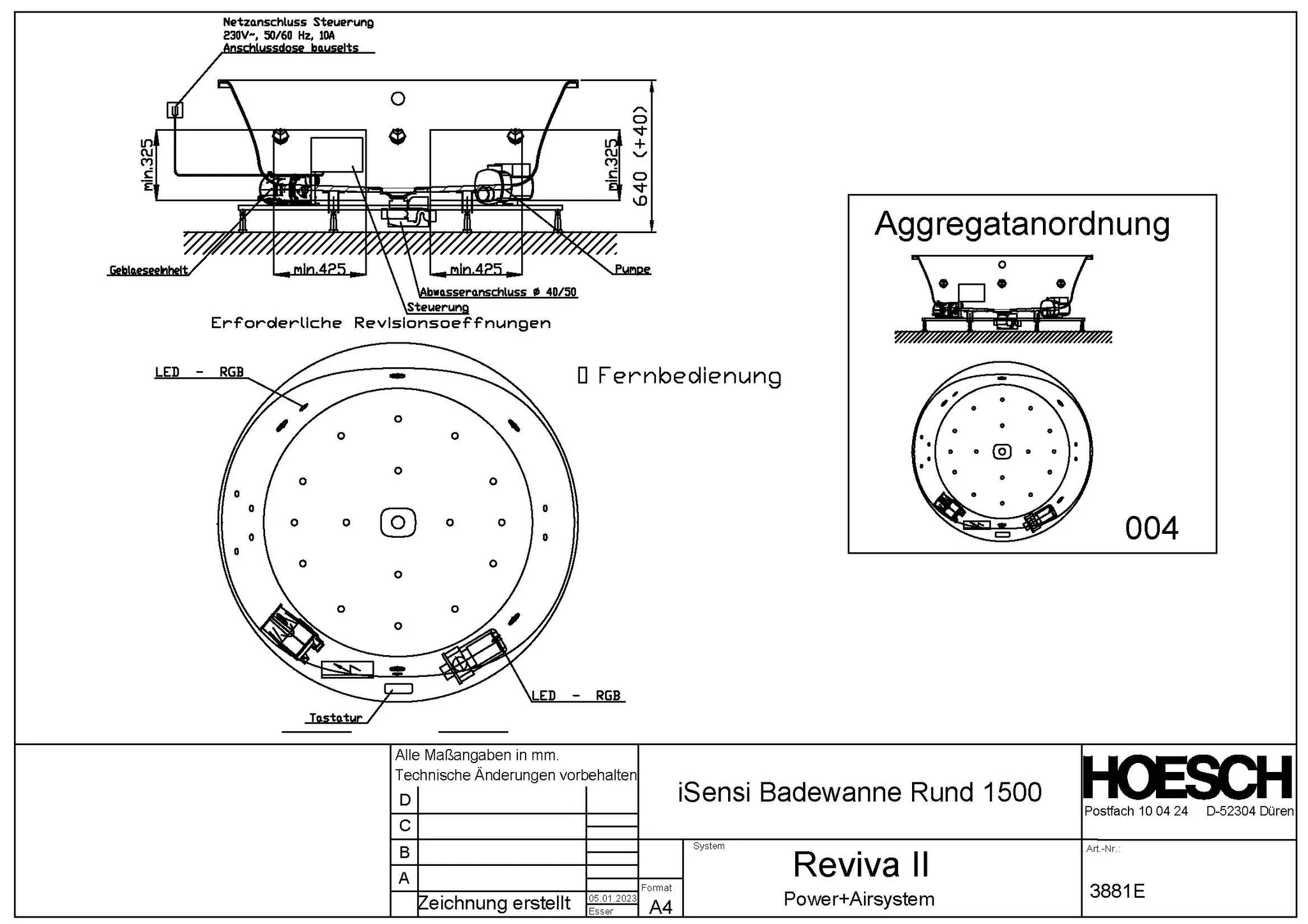 Hoesch Whirlwanne „iSensi“ mit Whirlsystem „Reviva II“ rund ⌀ 1500 mm mit Reviva II, in Weiß Hoesch Whirlwanne „iSensi“ mit Whirlsystem „Reviva II“ rund ⌀ 1500 mm mit Reviva II, in Weiß