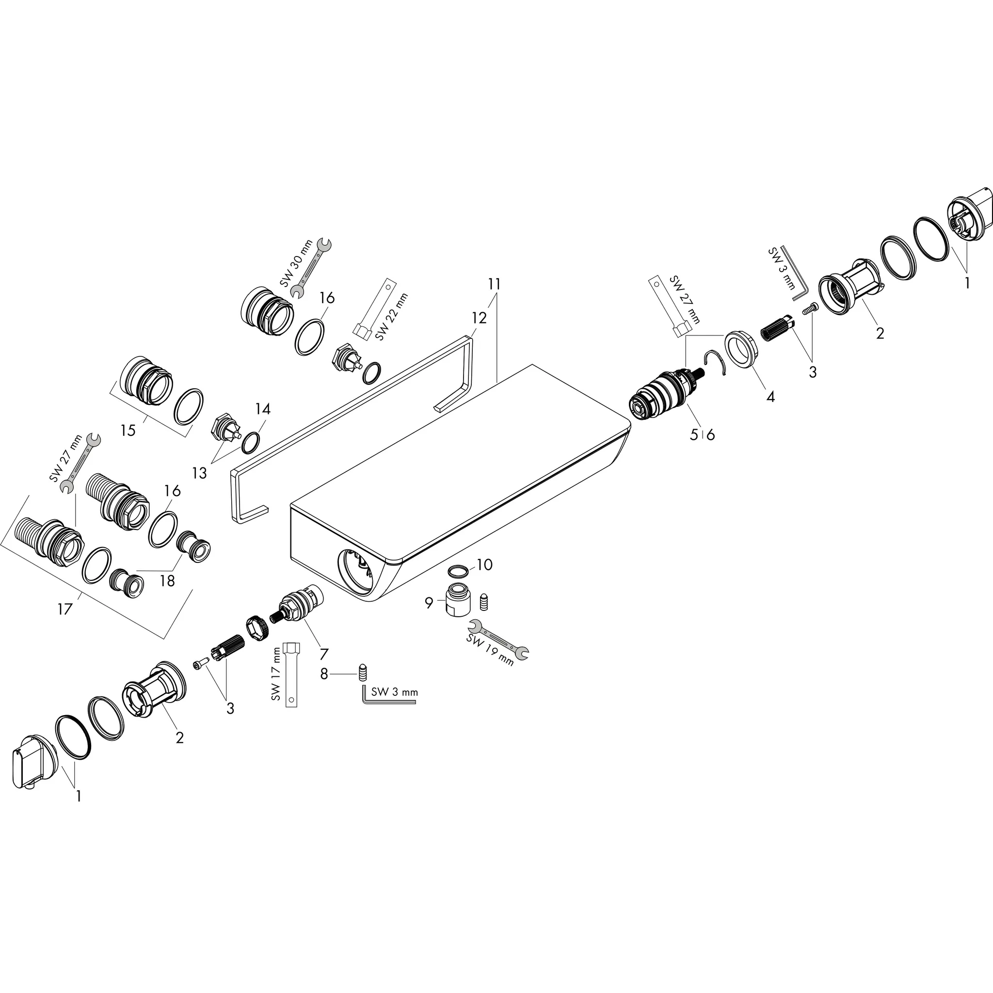 Hansgrohe Ecostat Select Brausethermostat Aufputz Renovation, Weiß/Chrom