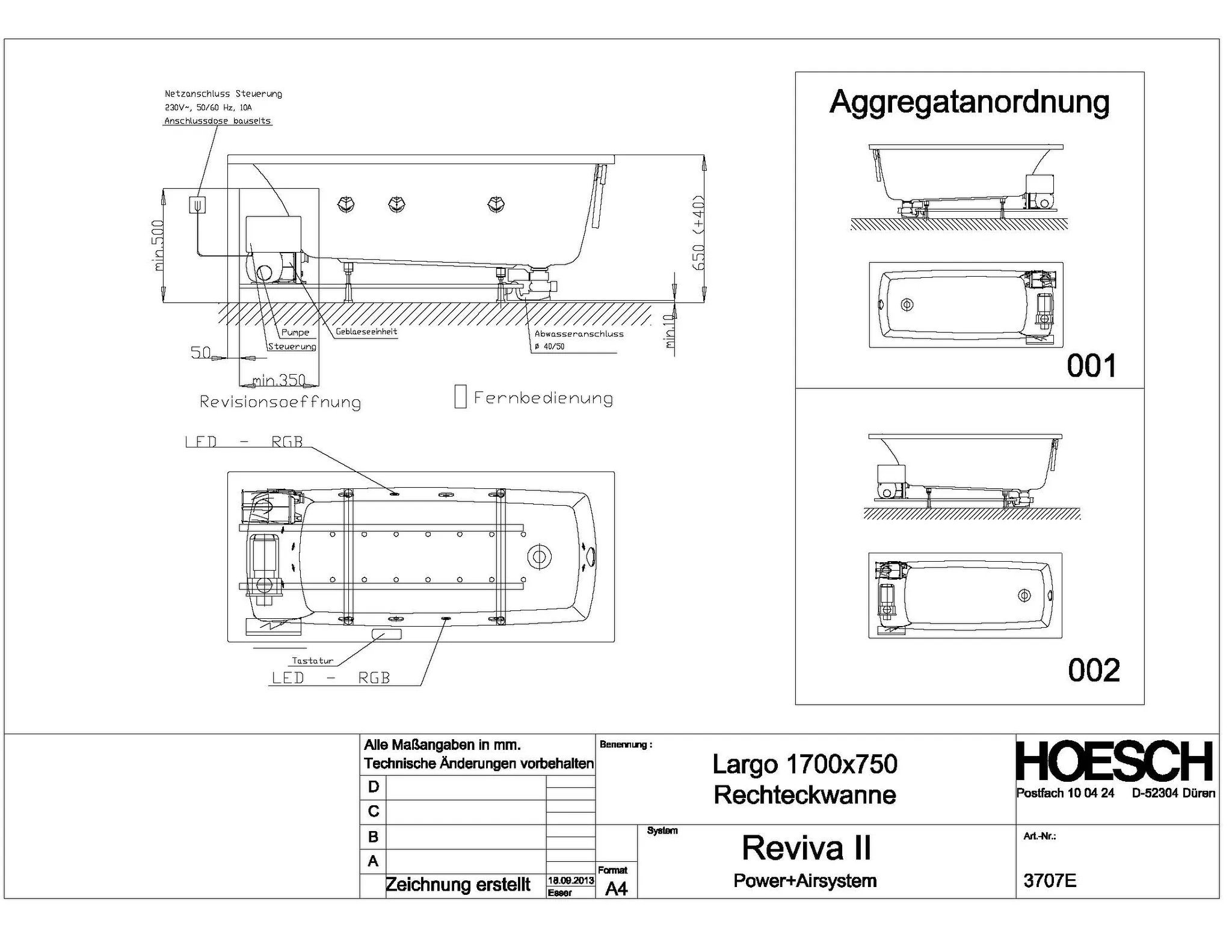 Hoesch Whirlwanne „Largo“ mit Whirlsystem „Reviva II“ rechteck 170 × 75 cm in Weiß Hoesch Whirlwanne „Largo“ mit Whirlsystem „Reviva II“ rechteck 170 × 75 cm in Weiß