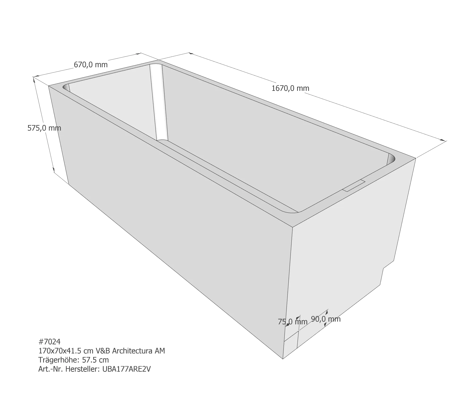 Badewannenträger passend für Villeroy & Boch Architectura 170 × 70 × 41,5 cm Badewannenträger passend für Villeroy & Boch Architectura 170 × 70 × 41,5 cm