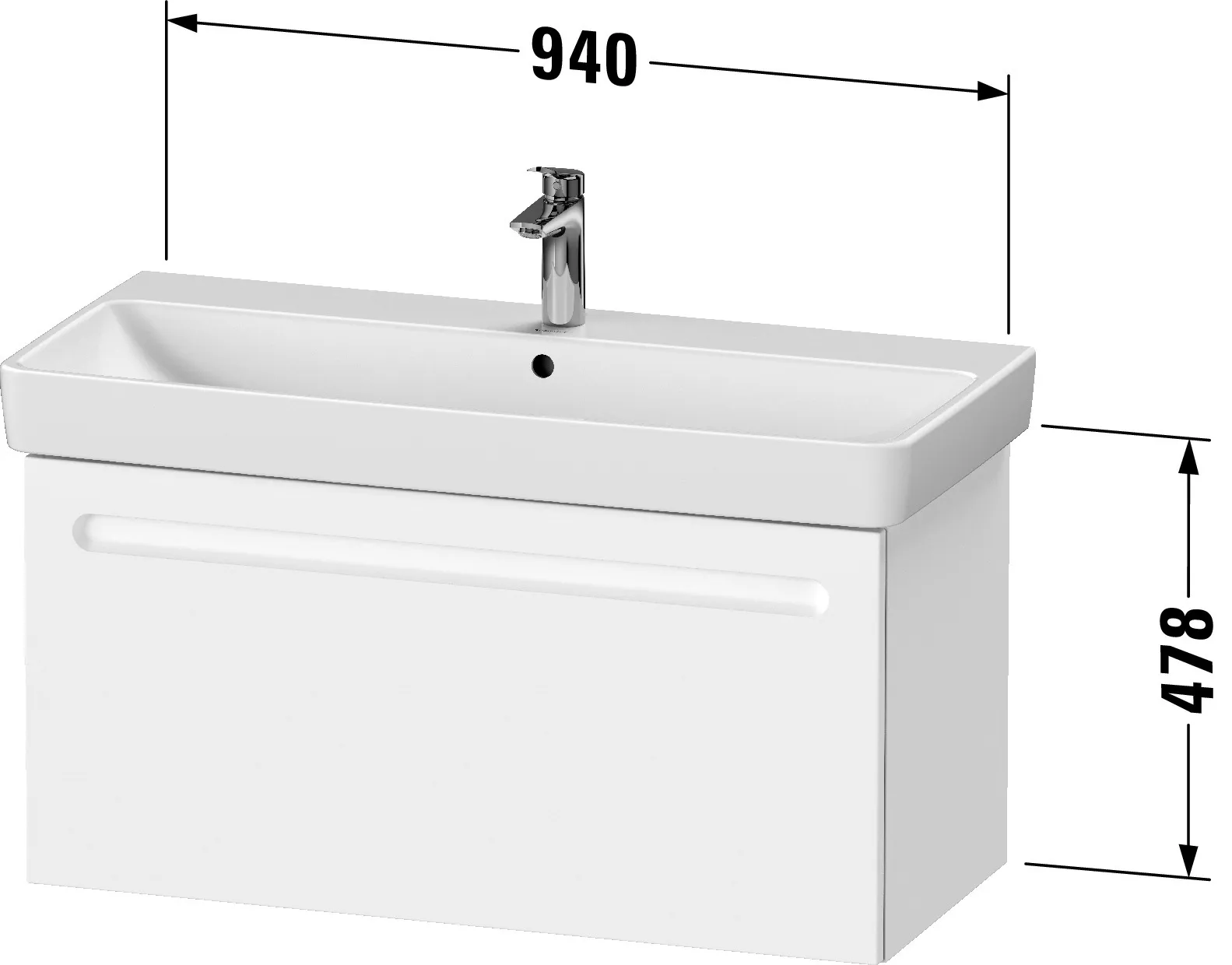 Duravit Waschtischunterschrank wandhängend „No.1“ 94 × 47,8 × 42,6 cm in Graphit Matt Duravit Waschtischunterschrank wandhängend „No.1“ 94 × 47,8 × 42,6 cm in Graphit Matt