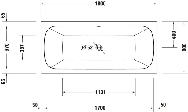 Duravit Badewanne „Qatego“ rechteck 1800 × 800 mm, Mittelablauf in Weiß Duravit Badewanne „Qatego“ rechteck 1800 × 800 mm, Mittelablauf in Weiß