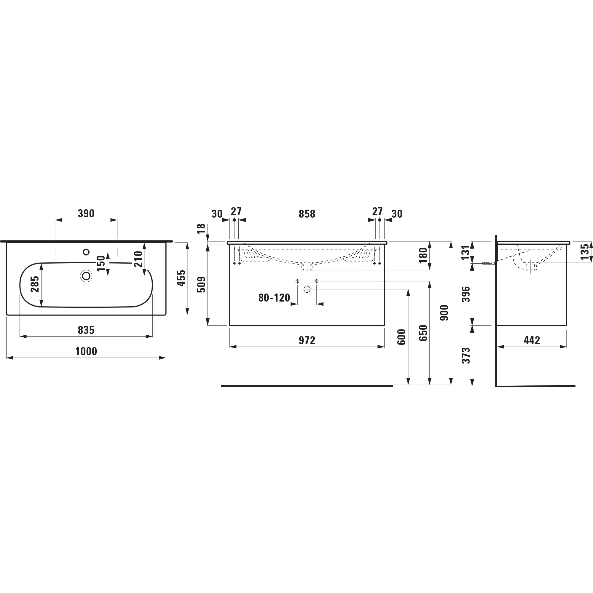 Waschtisch + Waschtischunterbau LUA SET LANI 455x1000x527 1 Hahnloch mit Überlauf mit 2 Schubladen integrierter Griffleiste Vollauszug und Soft-Close weiß/weiß matt Waschtisch + Waschtischunterbau LUA SET LANI 455x1000x527 1 Hahnloch mit Überlauf mit 2 Schubladen integrierter Griffleiste Vollauszug und Soft-Close weiß/weiß matt