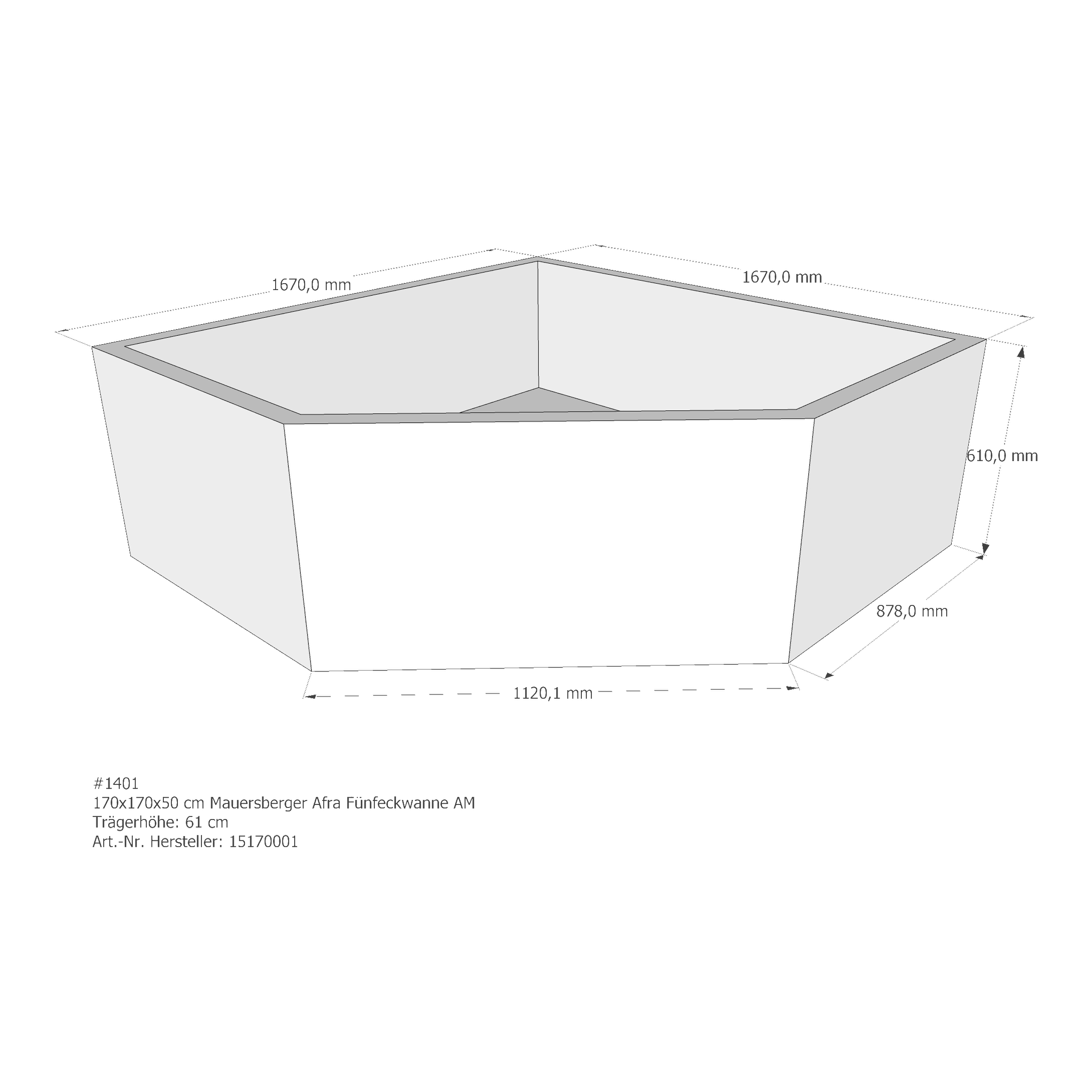 Badewannenträger für Mauersberger Afra 170 × 170 × 50 cm Badewannenträger für Mauersberger Afra 170 × 170 × 50 cm