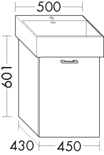Waschtischunterschrank Sys30 von burgbad – 450 mm breit, 430 mm tief, 601 mm hoch, 1 Auszug, Wanneneinbaumaß 300 mm Waschtischunterschrank Sys30 von burgbad – 450 mm breit, 430 mm tief, 601 mm hoch, 1 Auszug, Wanneneinbaumaß 300 mm