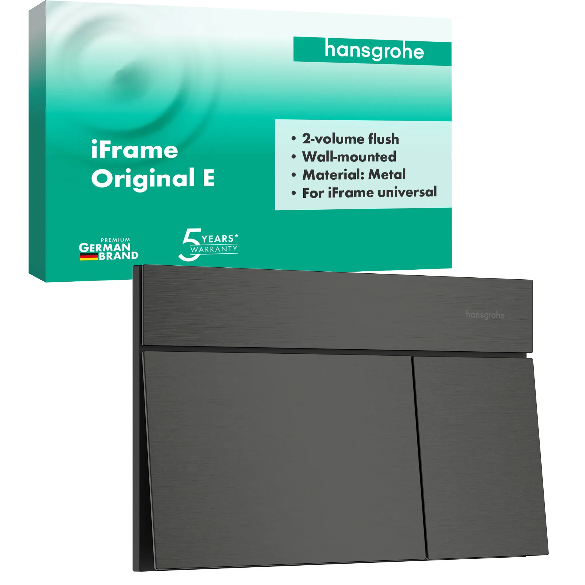 Hansgrohe iFrame Element E Betätigungsplatte, Brushed Black Chrome, Wandmontage für 2-Mengen-Spülsysteme Hansgrohe iFrame Element E Betätigungsplatte, Brushed Black Chrome, Wandmontage für 2-Mengen-Spülsysteme