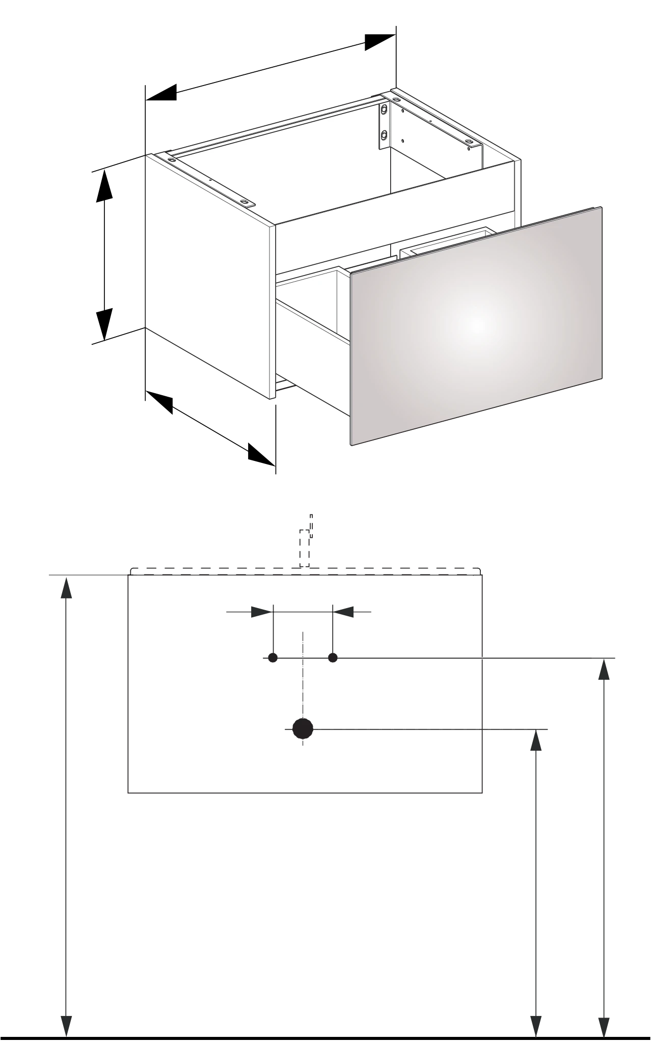 KEUCO Waschtischunterschrank mit Auszug „X-Line“ Weiß (Glas), Weiß (Dekor, matt), ohne Beleuchtung 650 × 400 × 490 mm KEUCO Waschtischunterschrank mit Auszug „X-Line“ Weiß (Glas), Weiß (Dekor, matt), ohne Beleuchtung 650 × 400 × 490 mm