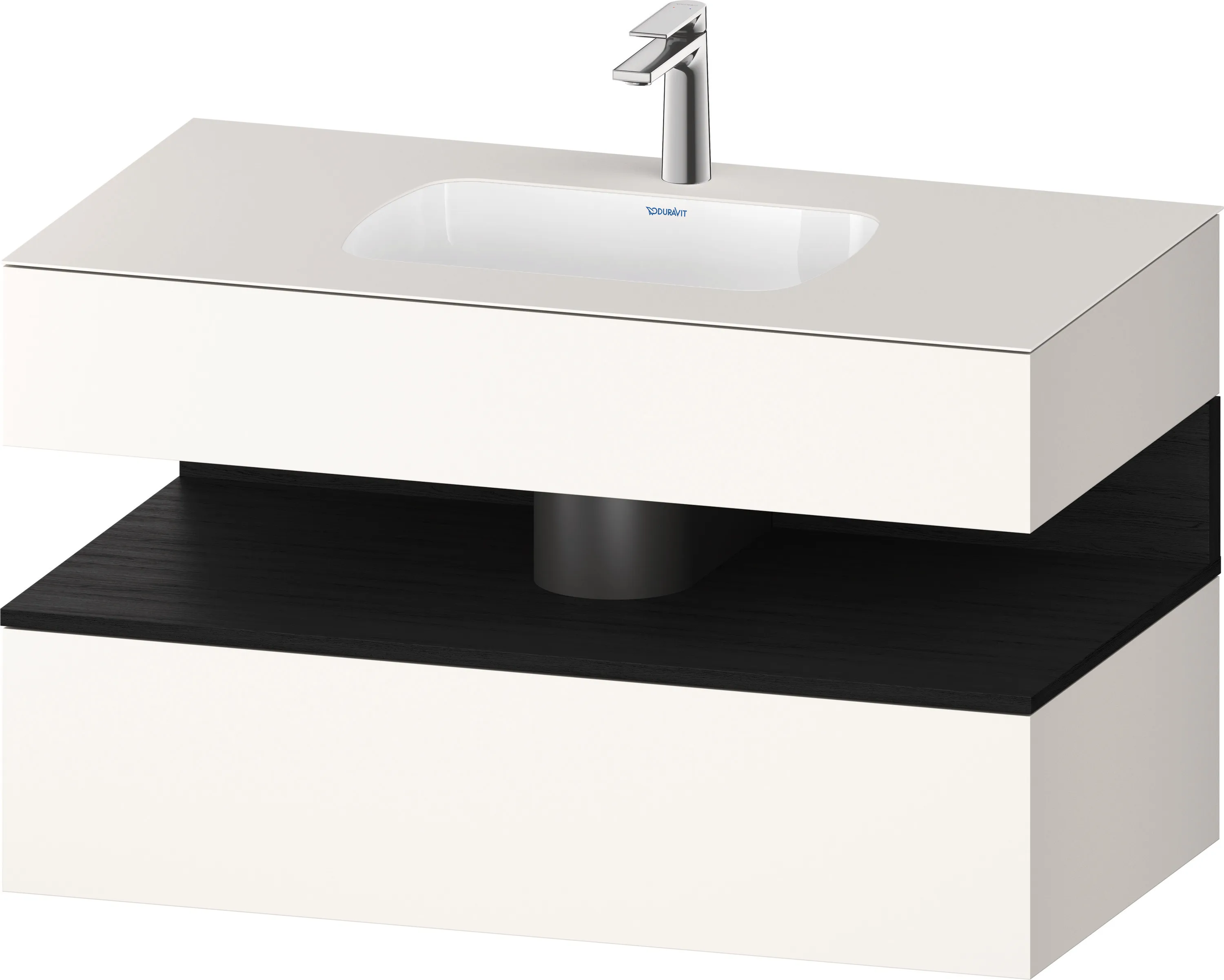 Einbauwaschtisch mit Konsolenwaschtischunterbau „Qatego“ 100 × 55 × 60 cm, ohne Beleuchtung