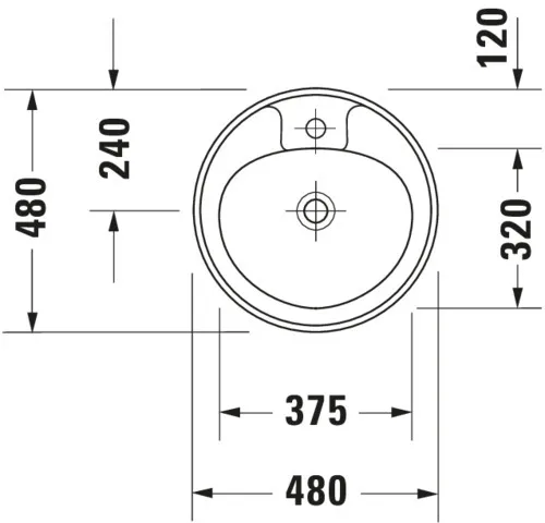 Einbauwaschtisch Manua 480 mm EB v.oben, mitÜL, mitHLB, 1 HL, weiß