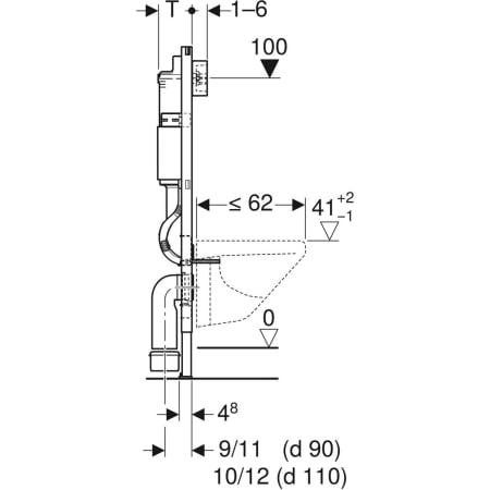 Set Delta25 Betätigungsplatte für 2-Mengen-Spülung: weiß mit Geberit Vorwand-/Einbauelement für Toilette mit Unterputz-Spülkasten Delta (UP100) „DuofixBasic“ 112 × 50 × 12 cm