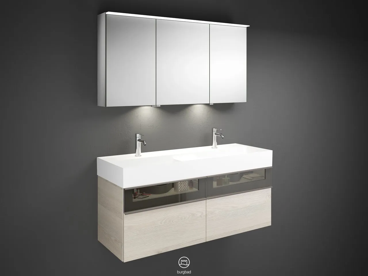 burgbad Badmöbelset „Yumo“ in Grau Hochglanz burgbad Badmöbelset „Yumo“ in Grau Hochglanz