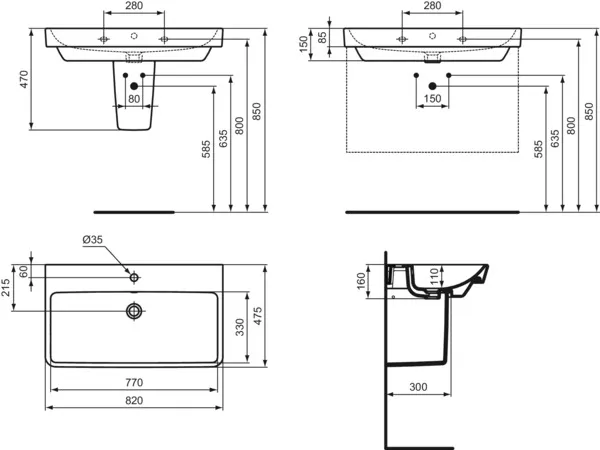 Ideal Standard Waschbecken „i.lifeB“, Hahnlochposition mittig Ideal Standard Waschbecken „i.lifeB“, Hahnlochposition mittig